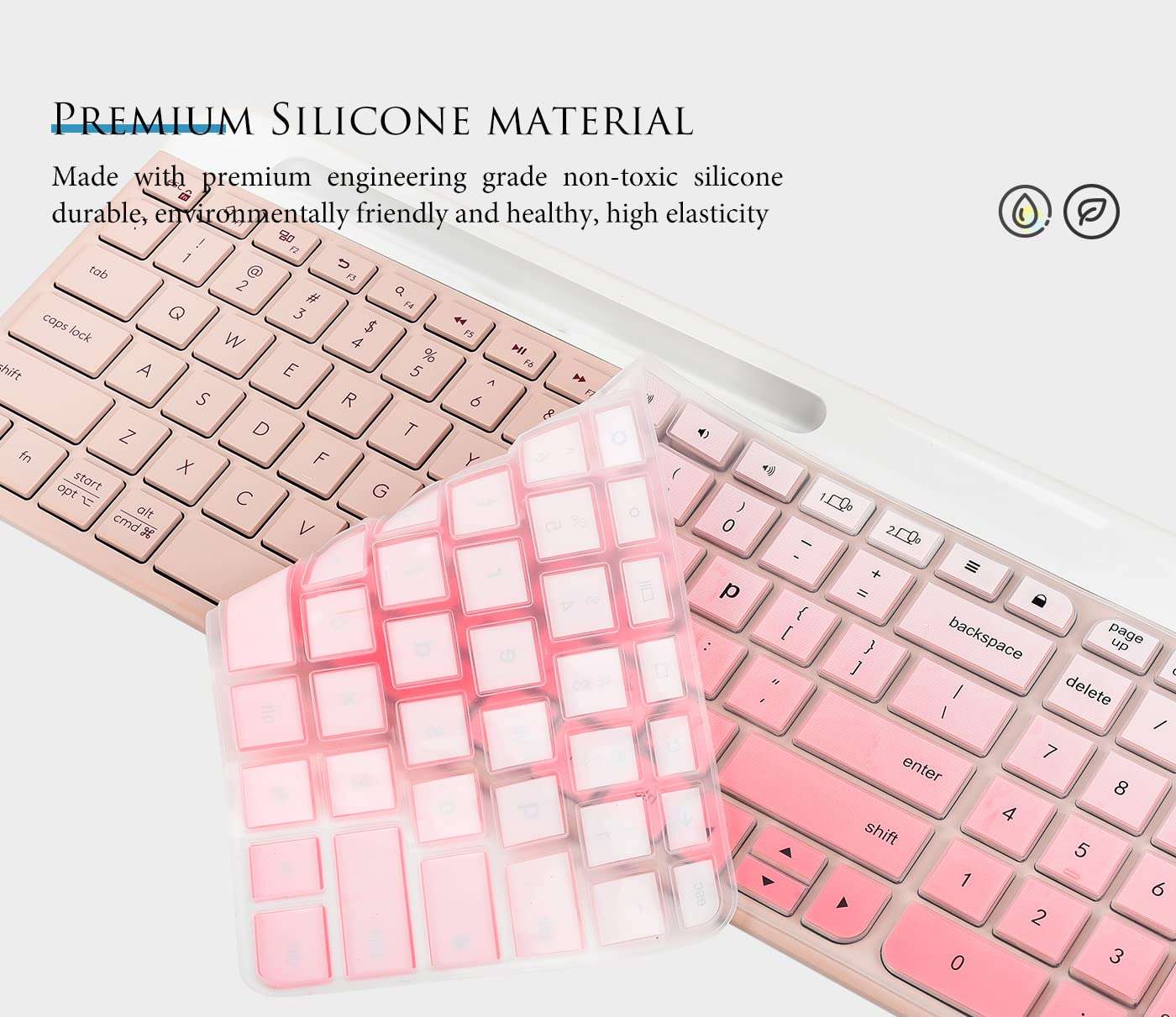 Keyboard Cover Skin Compatible with Logitech K585 Keyboard, Logitech K585 Slim Wireless Keyboard Protective Skin Cover Accessories - Gradual Pink 3