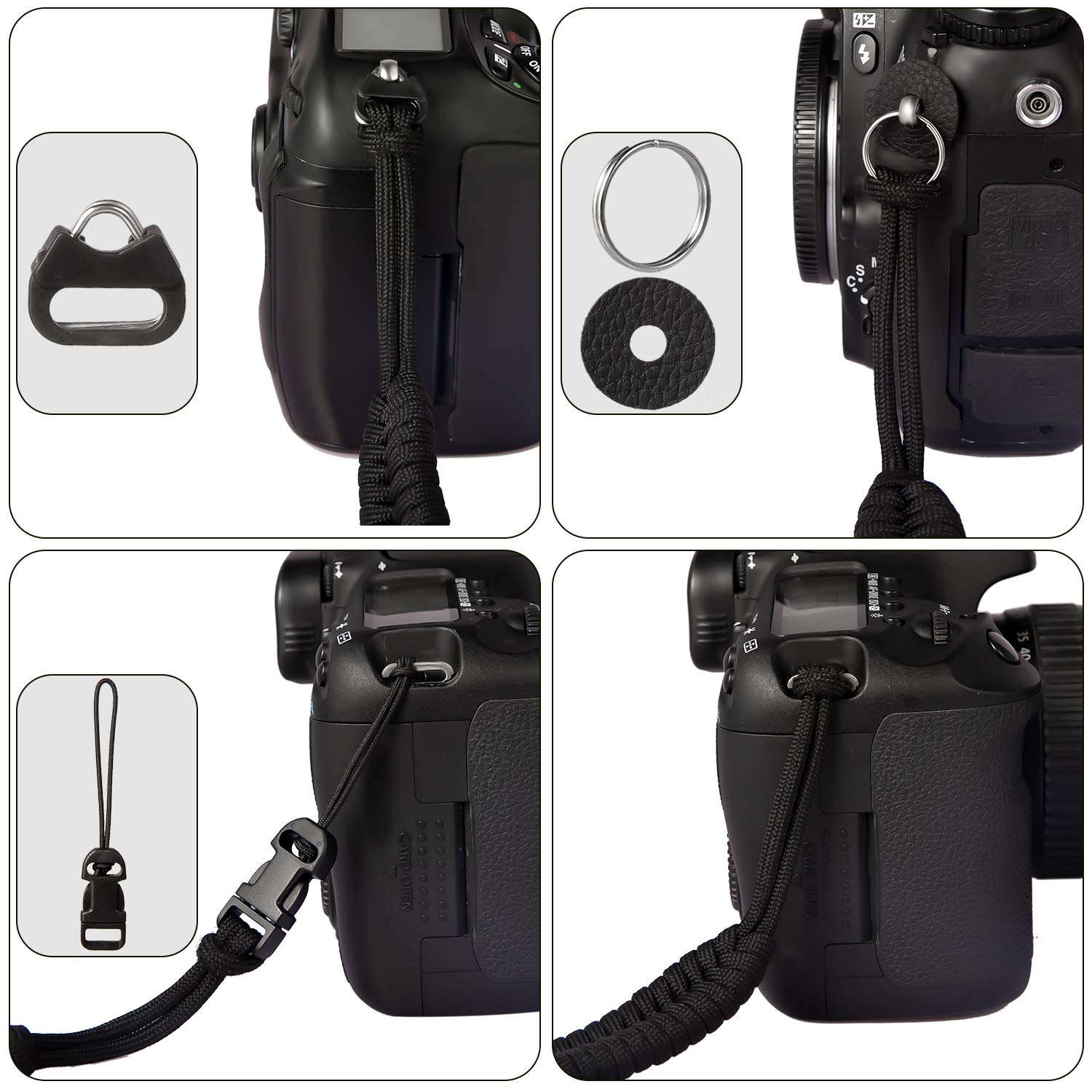 TAKHRWOD Camera Wrist Strap,1Pack Adjustable Nylon Camera Hand Strap,for GoPro,DSLR,Fuji,Canon and Mirrorless Cameras Photographers Quick Release,Paracord (forest camouflage) 3