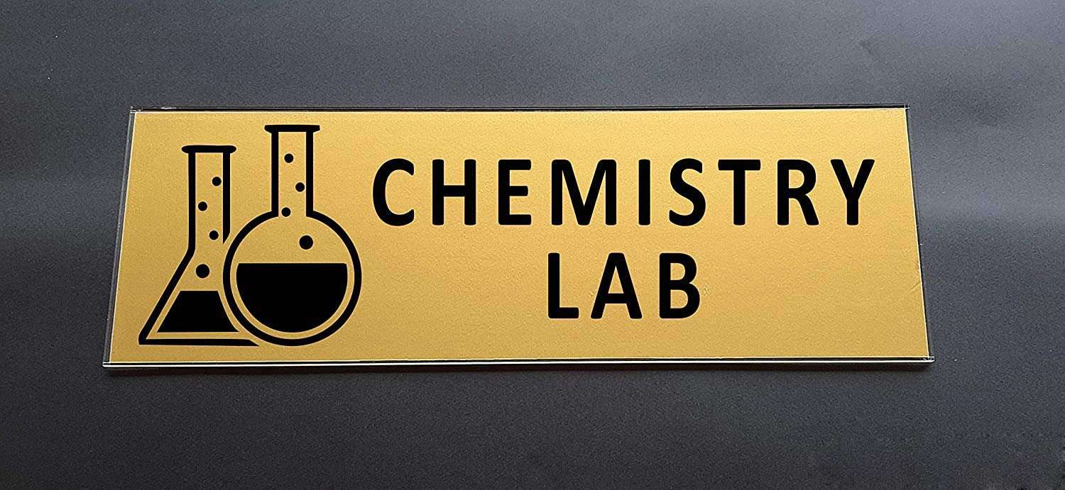 SIGNOOGLE Chemistry Lab Acrylic Sign Display Office Sign Board for School Hospital College Tuition Classes Center Gold Black (30 Cm x 10 Cm) (silver) 1