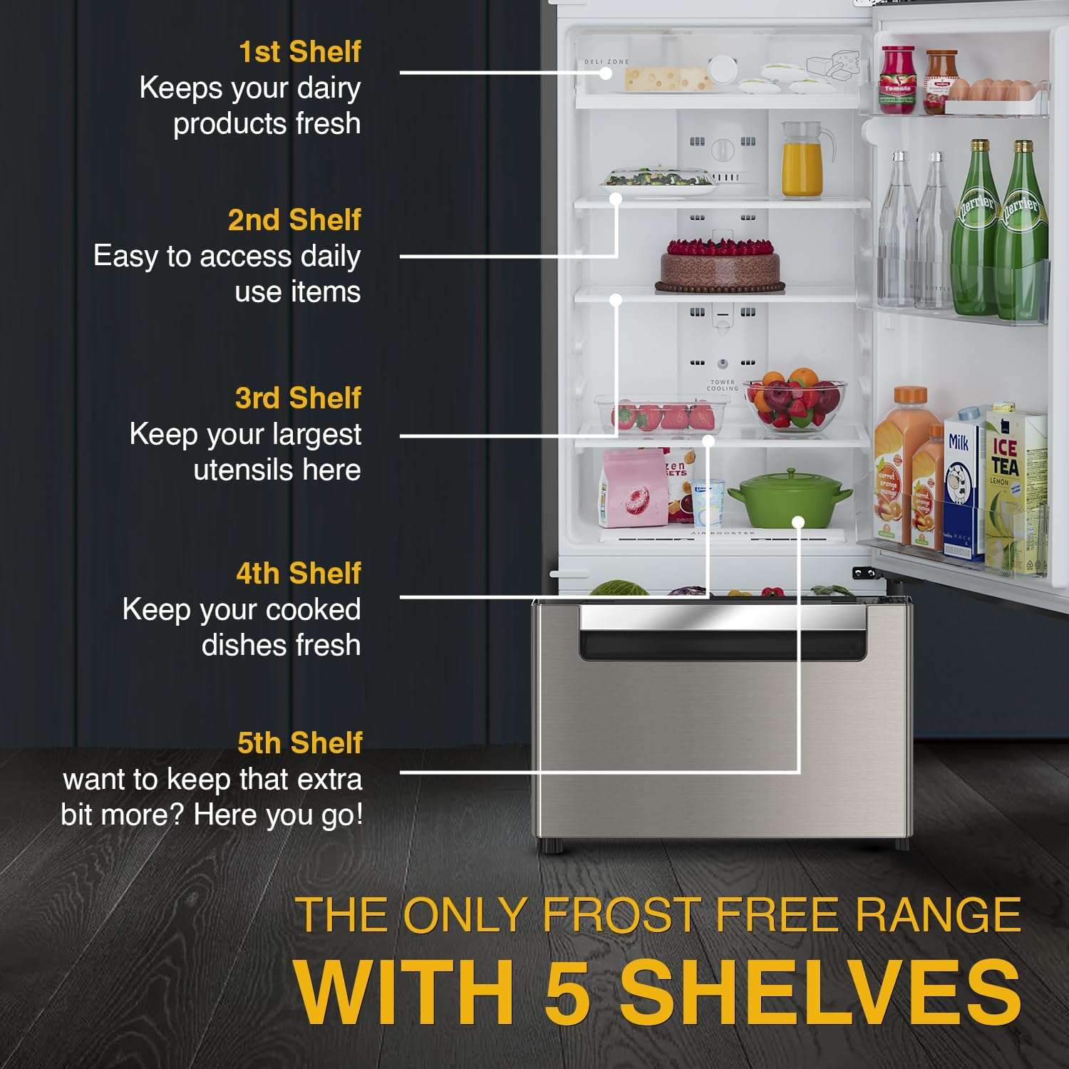 Whirlpool 235 L Frost Free Triple-Door Refrigerator (FP 253D PROTTON ROY RADIANT STEEL(Z) Double Door Refrigerator space, 2024 Model) 4