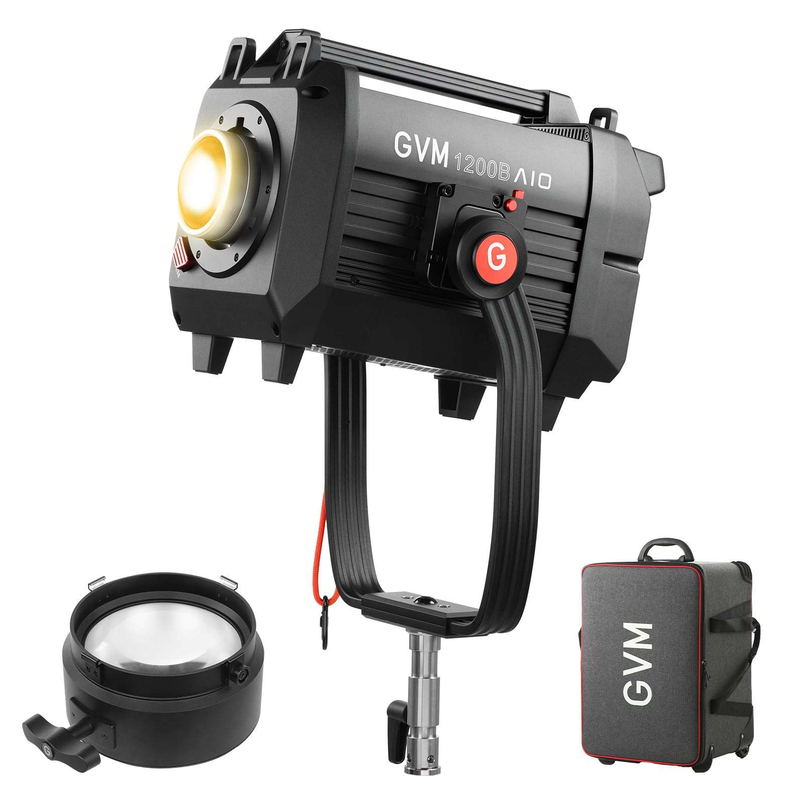 GVM 1200B AIO LED Video Light + 3X Optical Intensifier, 1200W Photography Lighting, 42800lux lux, Triple Brightness with Intensifier, 2700K-6800K, Bluetooth Control for Filmmaking Live Broadcast 1
