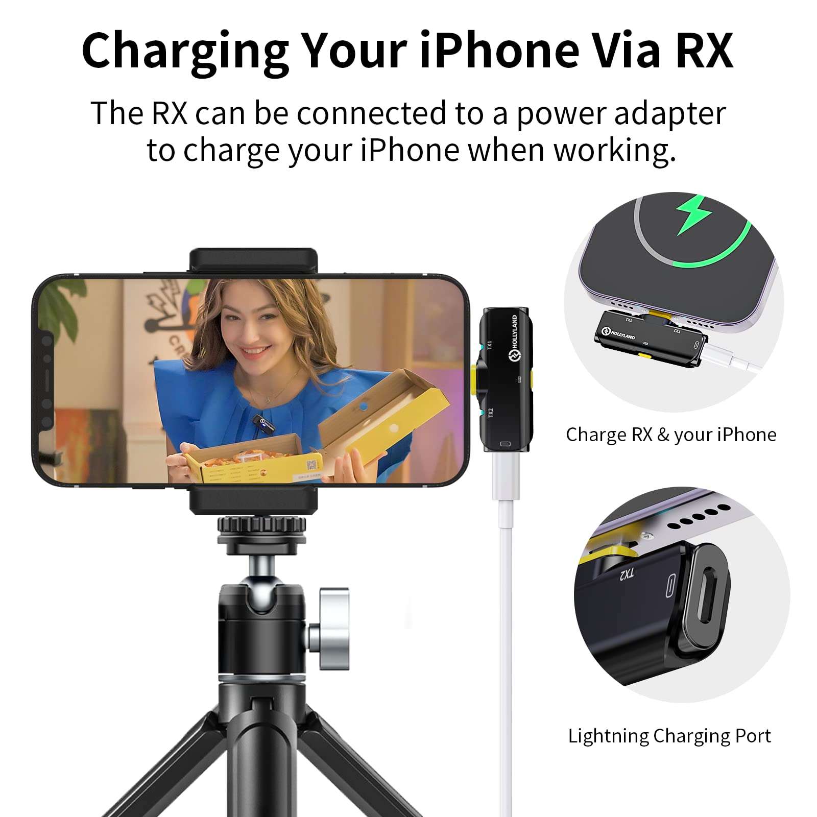 Wireless Lavalier Microphone Hollyland Lark C1 for Smartphone Dual Channel Lapel Microphone with 650 FT Los Transmission Range Noise Cancellation for Youtubers Vlogging Streaming Recording (iOS Solo) 6