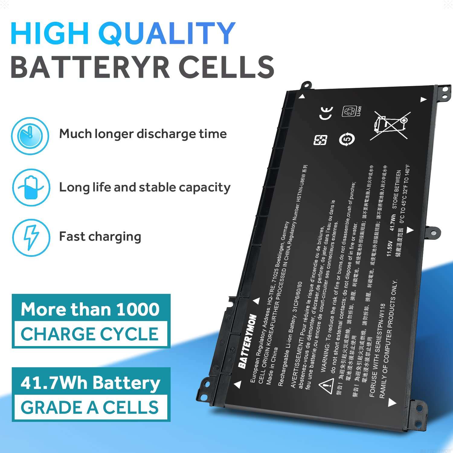 BI03XL Battery Compatible with HP Pavilion X360 M3-U 13-U M3-U001DX M3-U103DX 13-U100TU 13-U118TU Stream 14-AX 14-ax010nr 14-ax020wm 14-ax030wm TPN-W118 Laptop ON03XL HSTNN-LB7P HSTNN-UB6W 843537-541 3