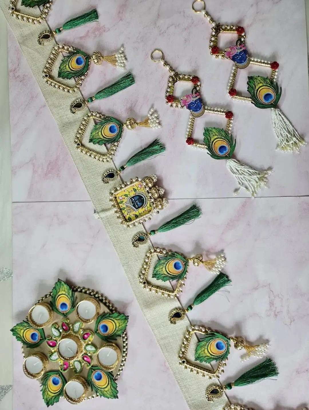 Sellplus Shrinath ji Mor Pankh MDF Bandhanwar for | Festival Decoration | Diwali,Janmastami Decoration | Wedding Decor Enhance Your Space with Graceful Touches 1