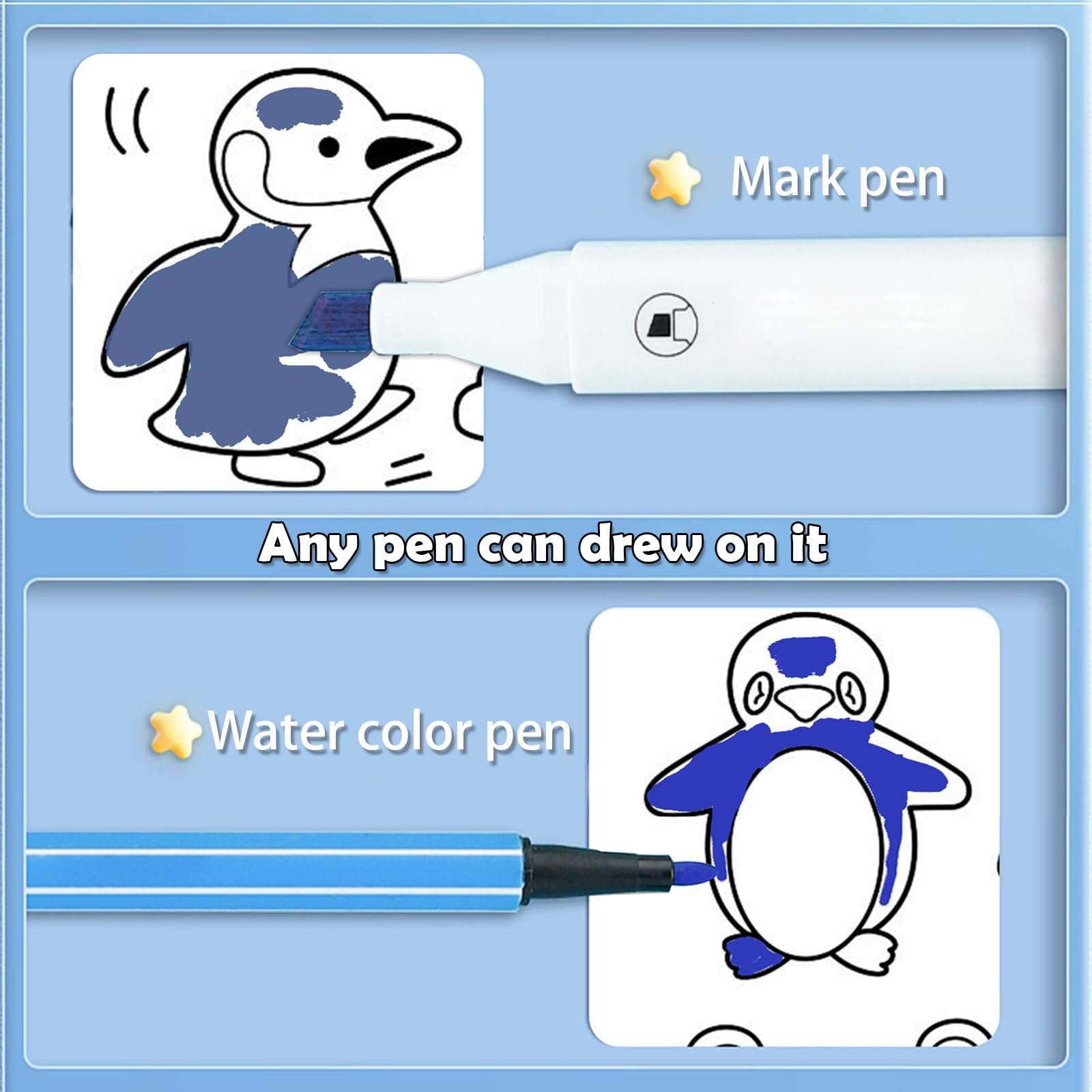 Coloring Poster for Kids Color Drawing, Children's Drawing Roll Self-Adhesive Drawing Scroll, DIY Color Painting Paper Roll Early Educational Toys for Kindergarten Baby Toddlers 10FT (AGE 3+), blue 6