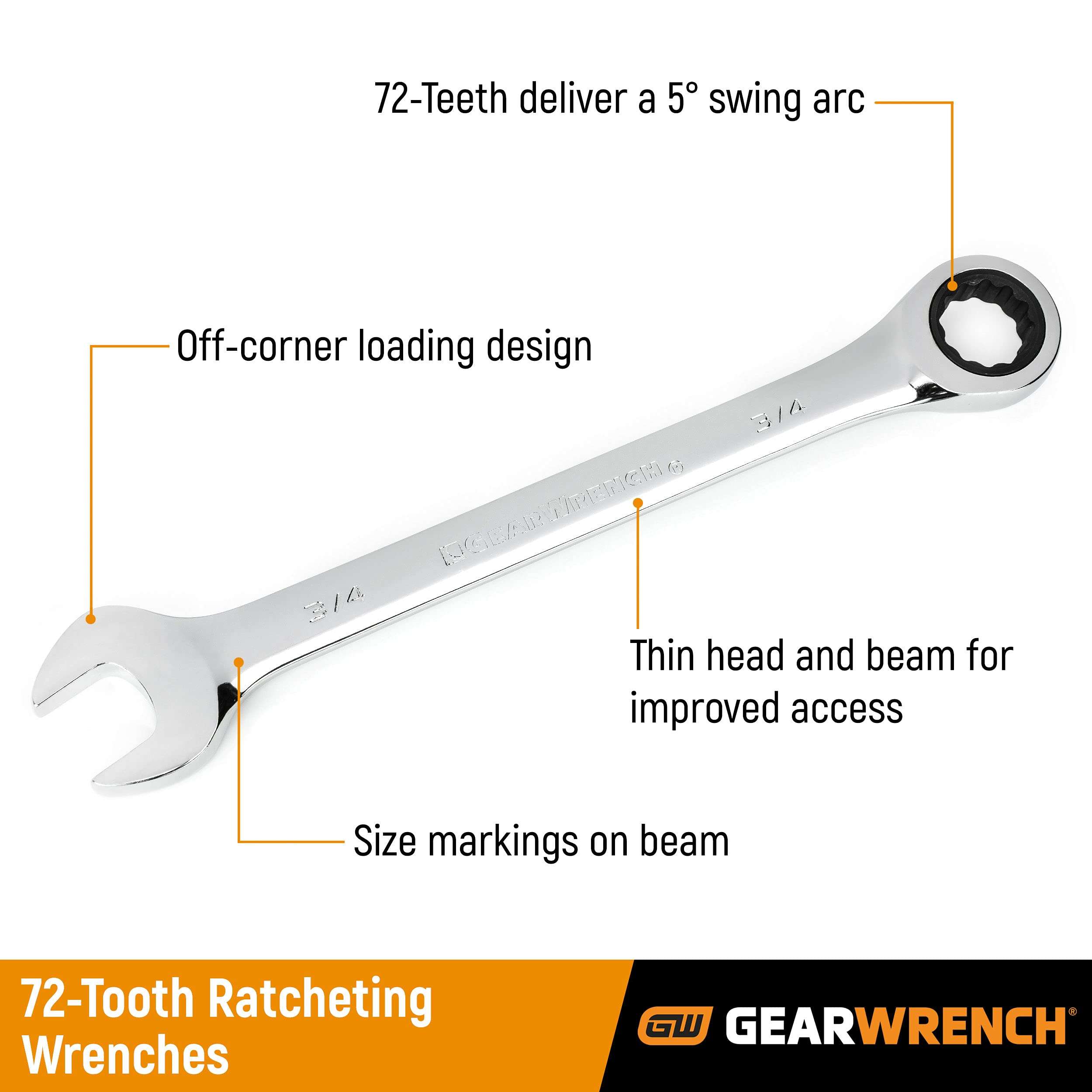 GEARWRENCH Ratcheting Combination Wrench 7/16",12 Point - 9014 2