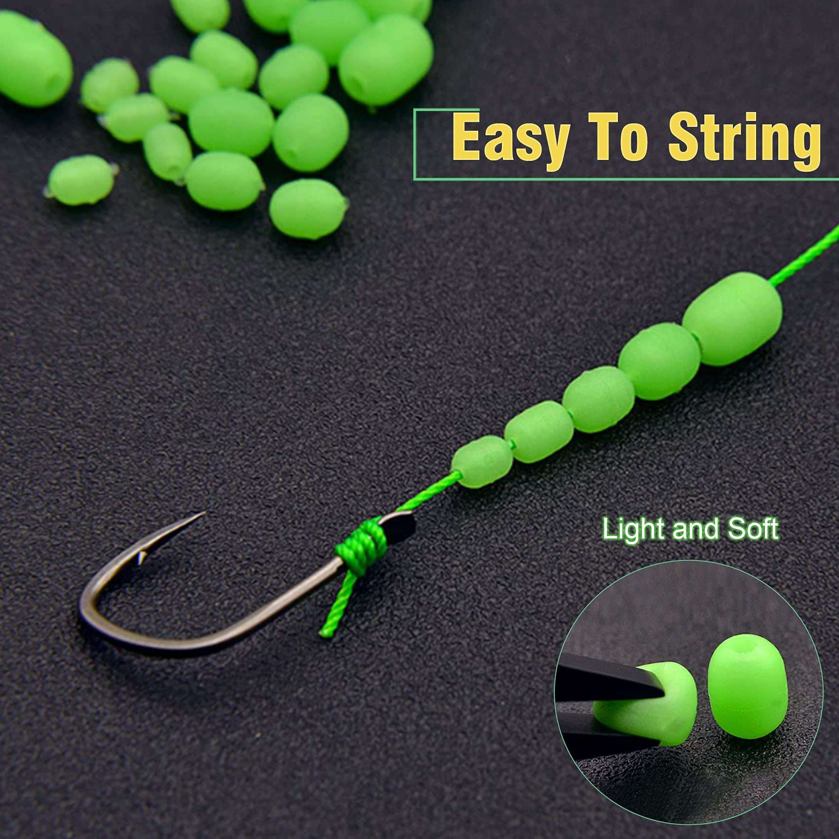 BLUERICE 100pcs Luminous Fishing Beads, Soft Plastic Fishing Bait Eggs Fishing Tackle Tools Fishing Luminous Balls for Saltwater Freshwater 5