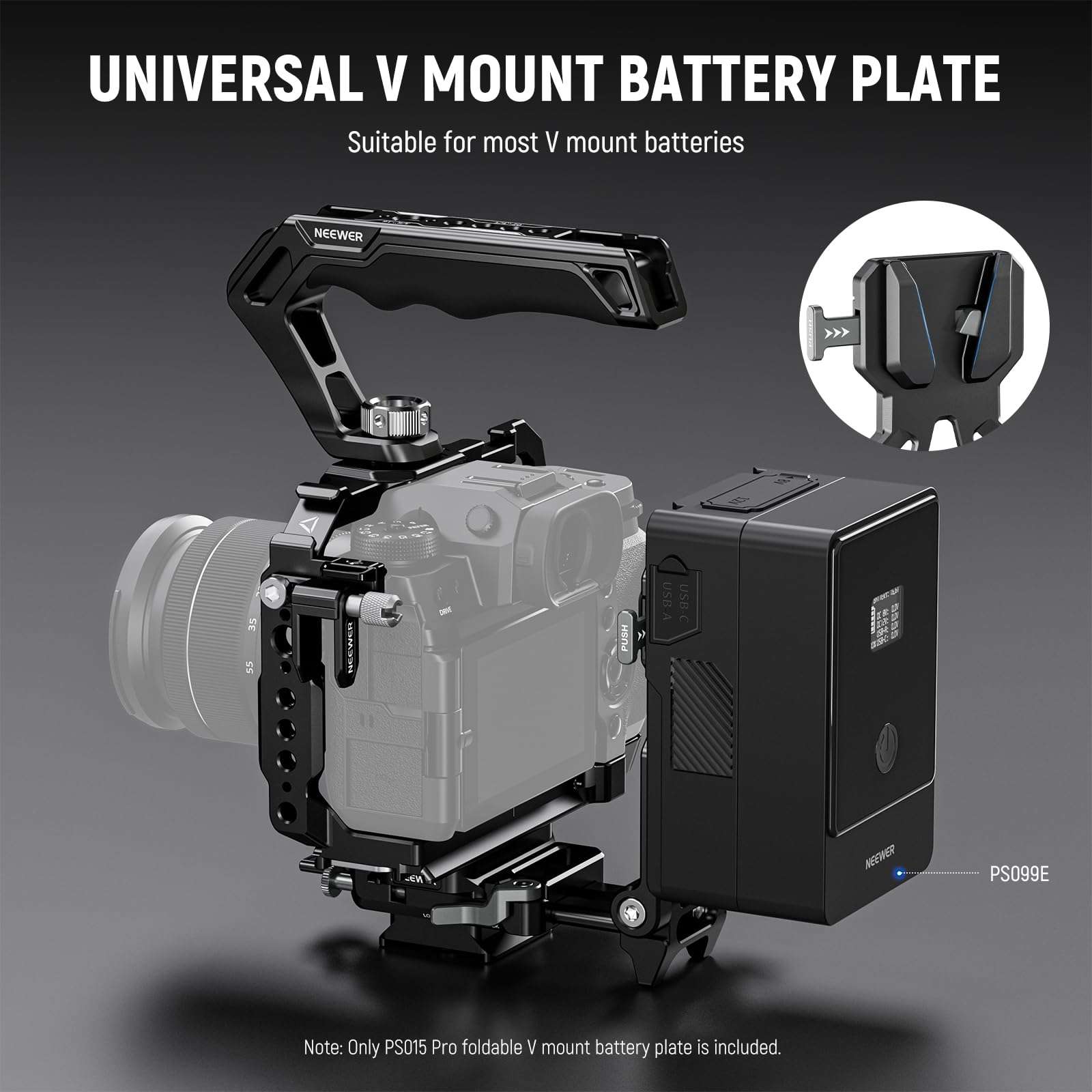 NEEWER Foldable V Mount Battery Plate with Arca Type Quick Release Camera Baseplate, Lightweight DSLR Camera Video Rig Compatible with SmallRig V Mount Battery Cage DJI RS4 RS3 Gimbal, PS015 PRO 3