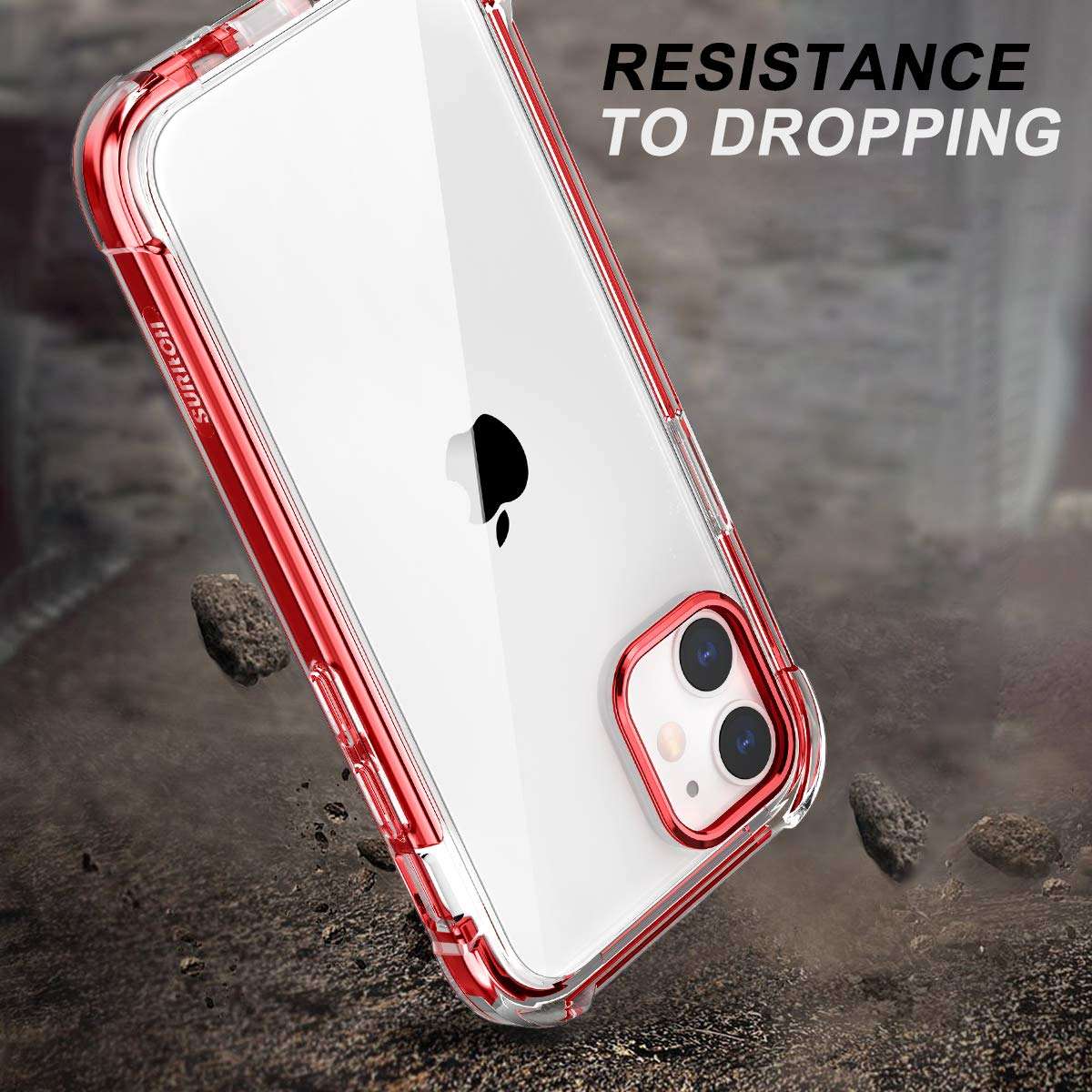 SURITCH Clear Case for iPhone 12 Mini (Only) 5.4-inch, [Built in Screen Protector] Full Body Protective Shockproof Bumper Rugged Phone Cover for iPhone 12 Mini -(Red) 5