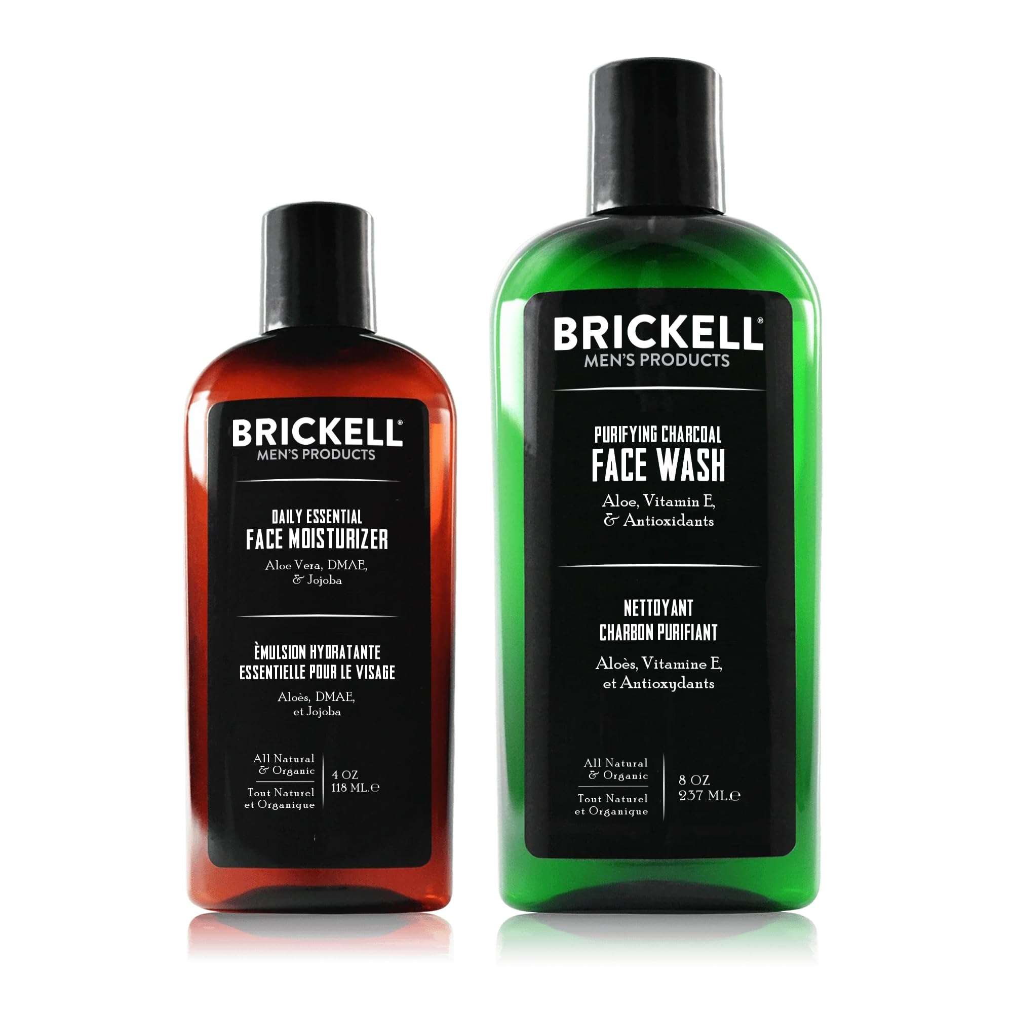 Brickell Men's Daily Essential Face Care Routine II, Purifying Charcoal Face Wash and Daily Essential Face Moisturizer, Natural and Organic, Men's Skin Care Gift Set, Scented 1