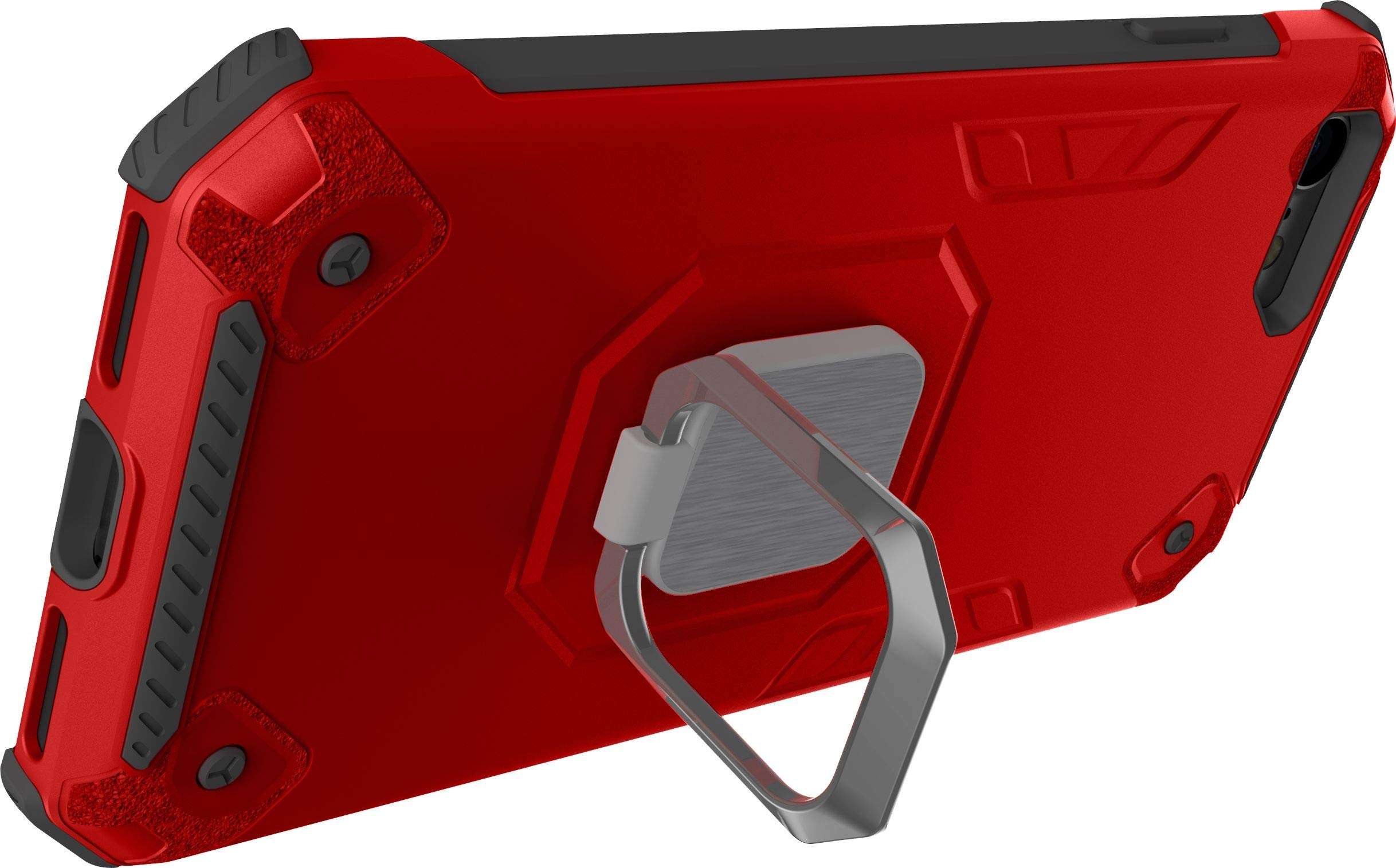 sandstone® full protective armor case for apple iphone 8 / iphone 7 / iphone se 2020 (silver) phone case with 360 rotation ring holder finger kickstand tpu + pc cover - Silver 4