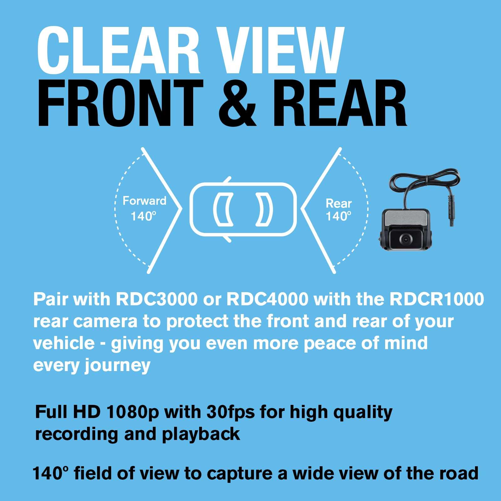 Ring Automotive RSDCR1000 Rearview Smart Dash Cam Full HD 1080p 30fps Rear car Camera dashcam, Black 5