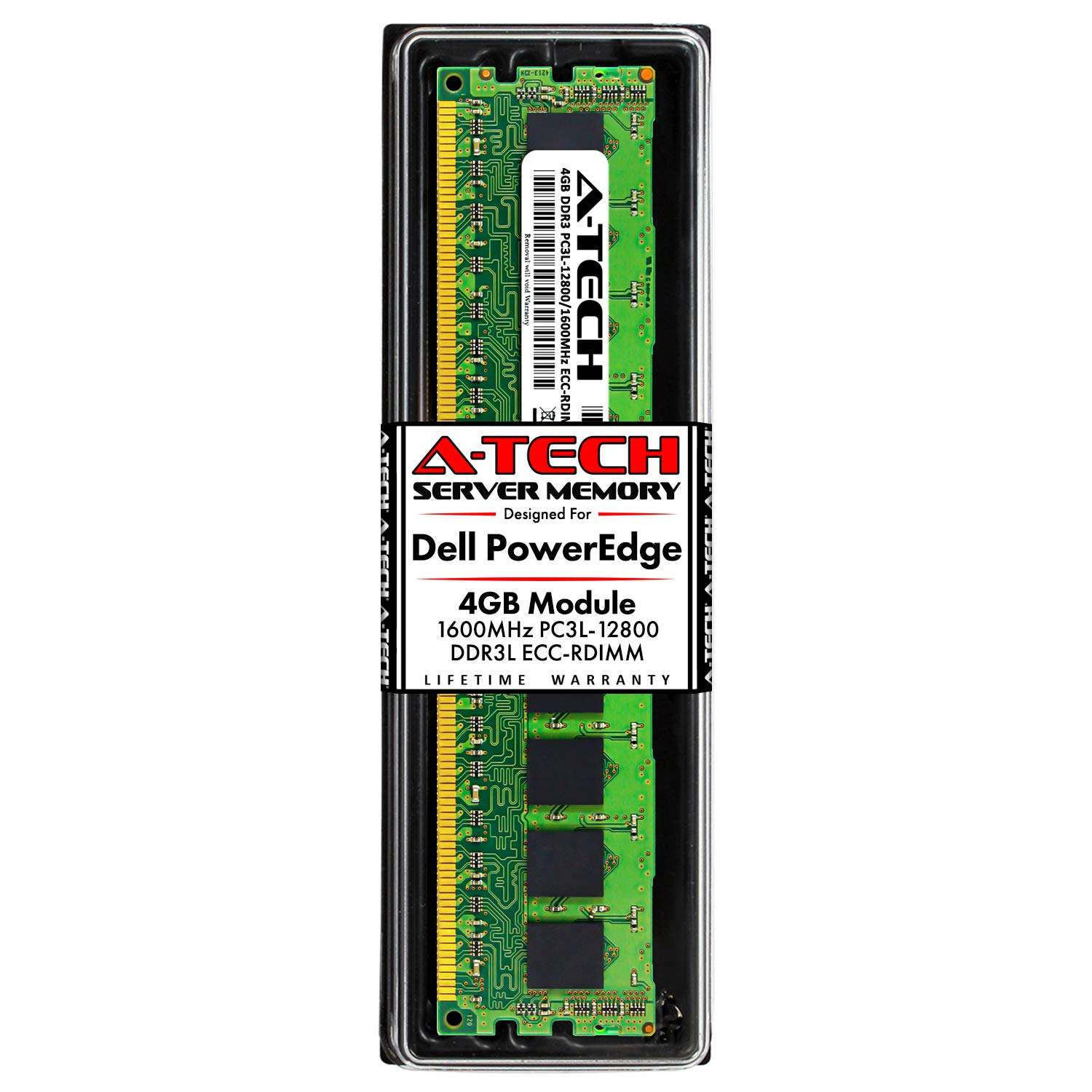 A-Tech 4GB RAM for Dell PowerEdge C6105, C6145, C6220, C6220 II, C8220, C8220X Servers | DDR3 1600MHz ECC-RDIMM PC3L-12800 1Rx4 1.35V 240-Pin ECC Registered DIMM Server Memory Upgrade Module 1