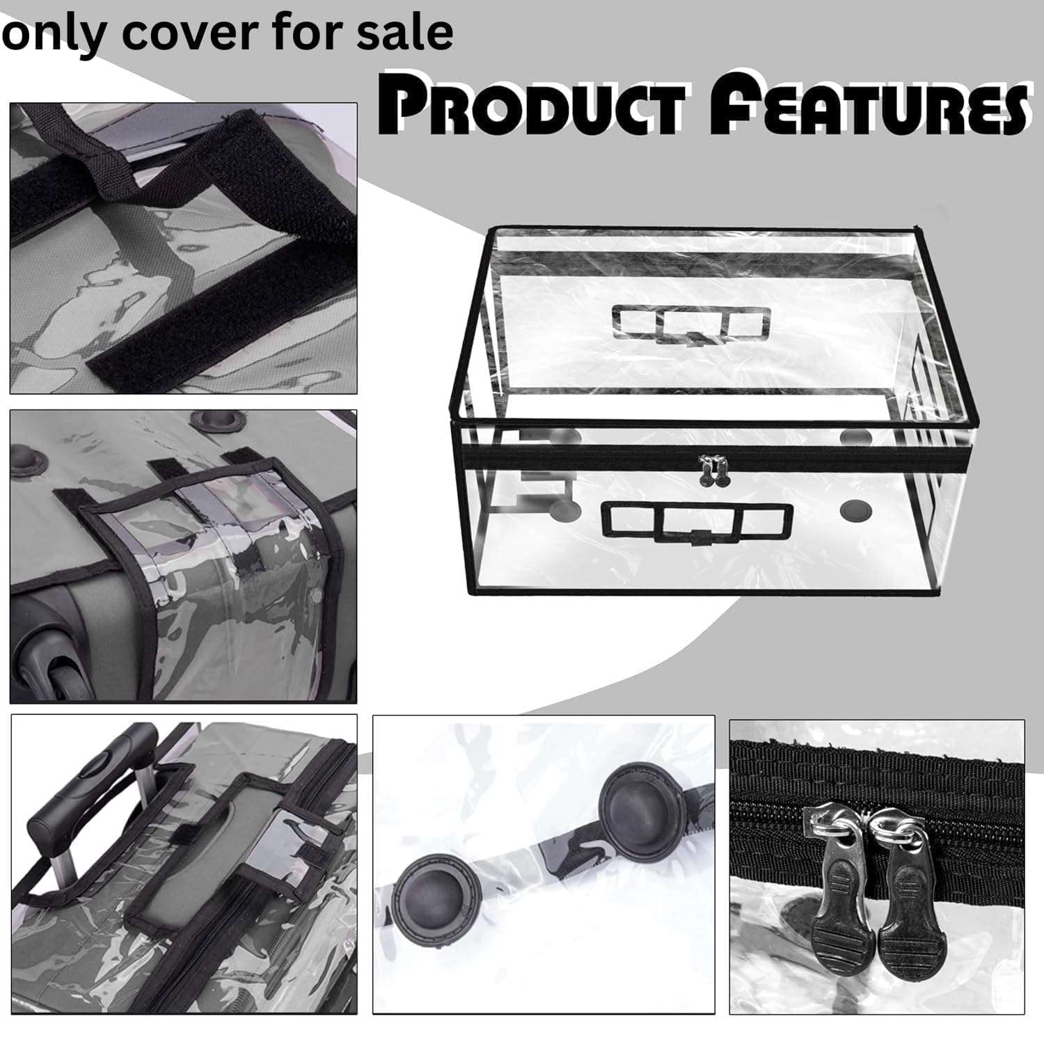 Tusmad Suitcase Cover Large Size | 24 Inch Transparent PVC Luggage Cover for Hard Trolley Bag (60 CM), Waterproof Clear Protective Suitcase Cover with Zipper, Travel Dustproof Protector 4