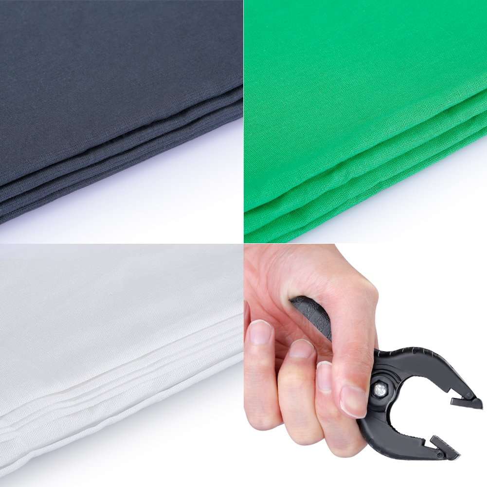 Neewer 8.5ft X 10ft/2.6M X 3M Background Stand Support System with 6ft X 9ft/1.8M X 2.8M Backdrop(White,Black,Green) for Portrait,Product Photography and Video Shooting 5