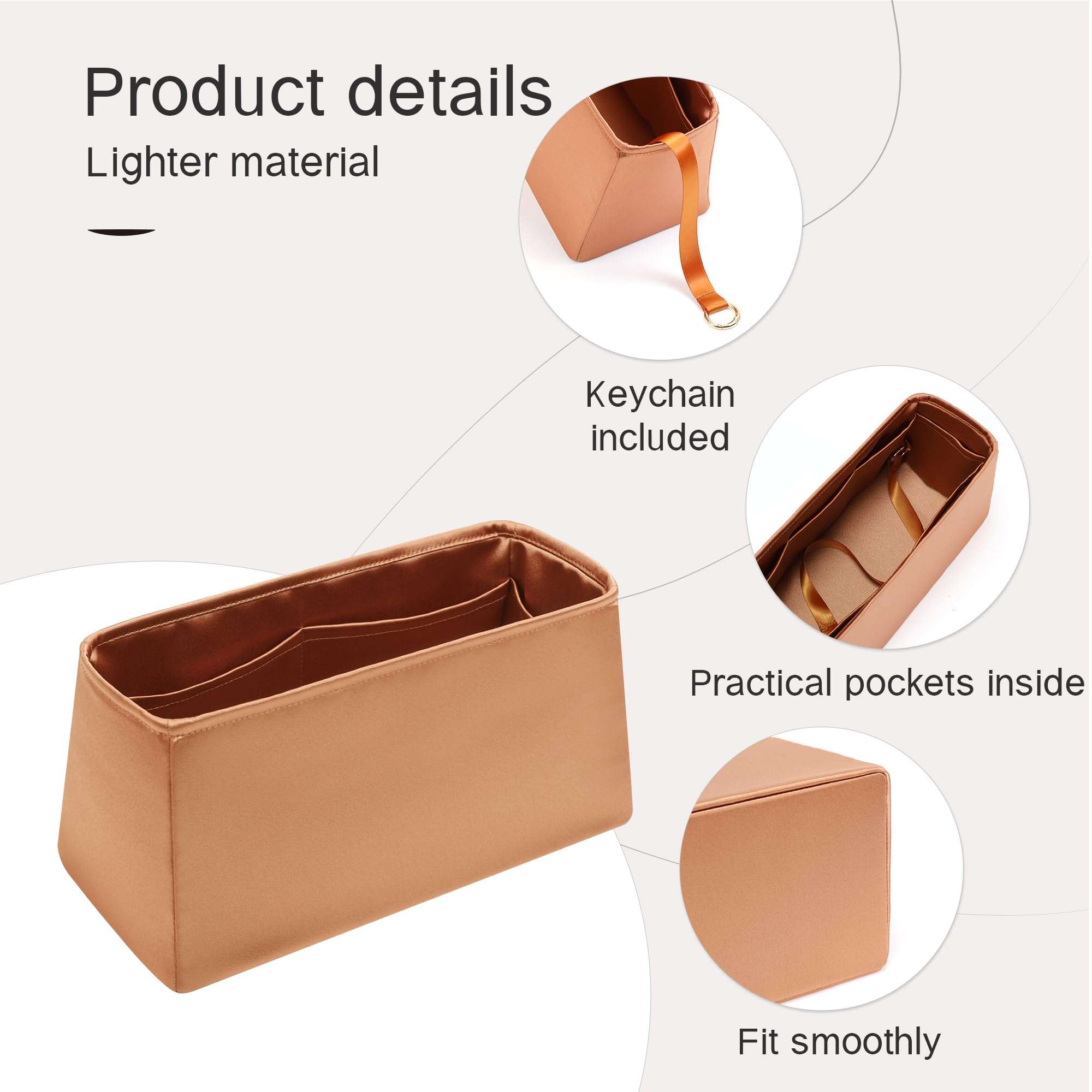 JLYZ Moon Silky Bag Insert Fit for Birkin 25/30/35, Lightweight and Silk Touch(BK35, Gold) 4