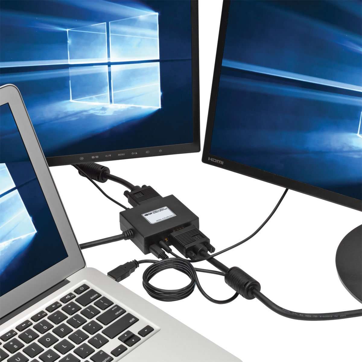 Tripp Lite 2-Port HDMI to VGA Splitter (M/2F), Audio/Video Adapter, HDMI to HD15, 1080p (P131-06N-2VA-U) 2