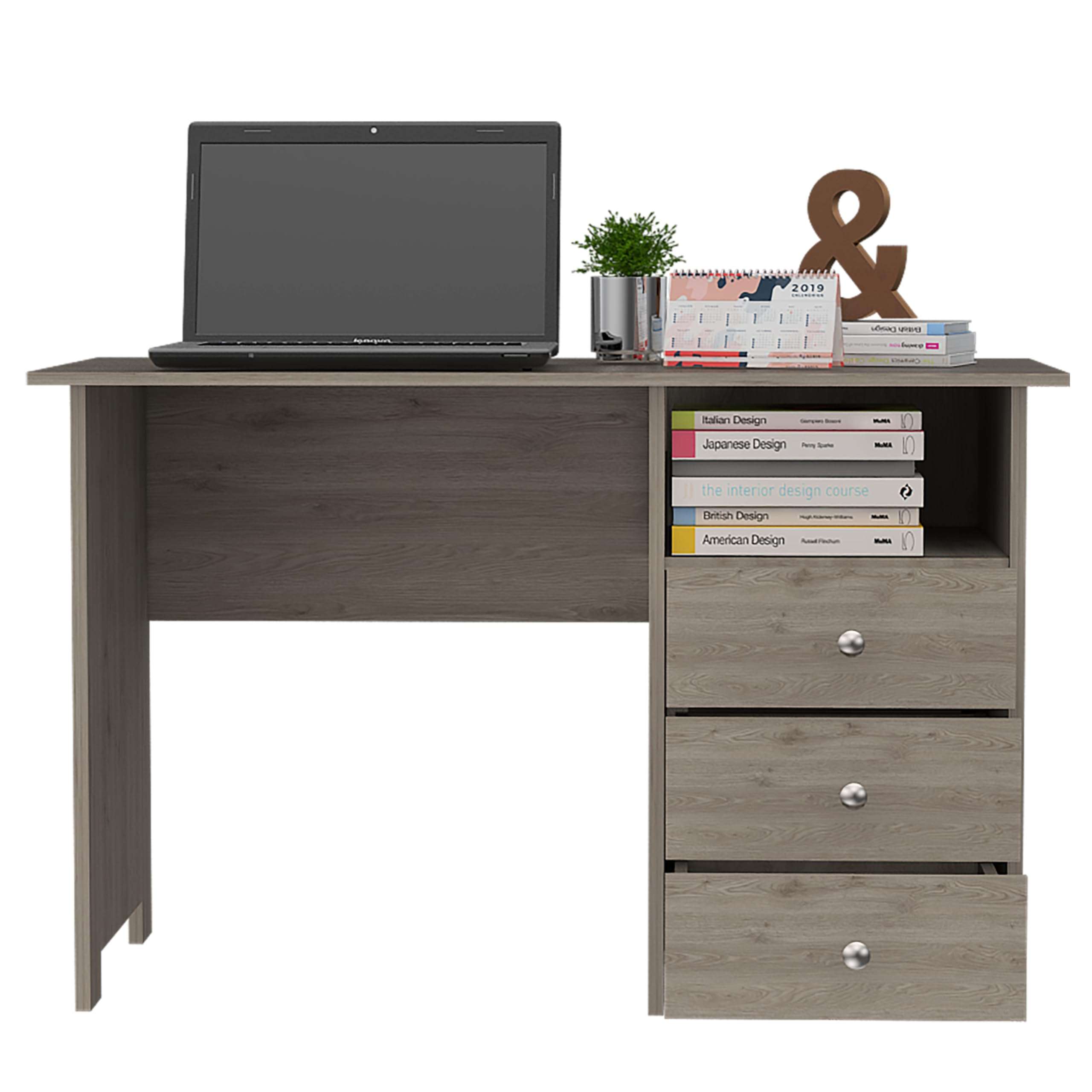 NicBex Computer Desk Home Office Desk with Storage Morden Computer Table with Open Compartment and Drawers Writing Desk for Study Room, Bedroom and Office,47.2" W x 21.7" D x 29.5" H, Light Gray 6