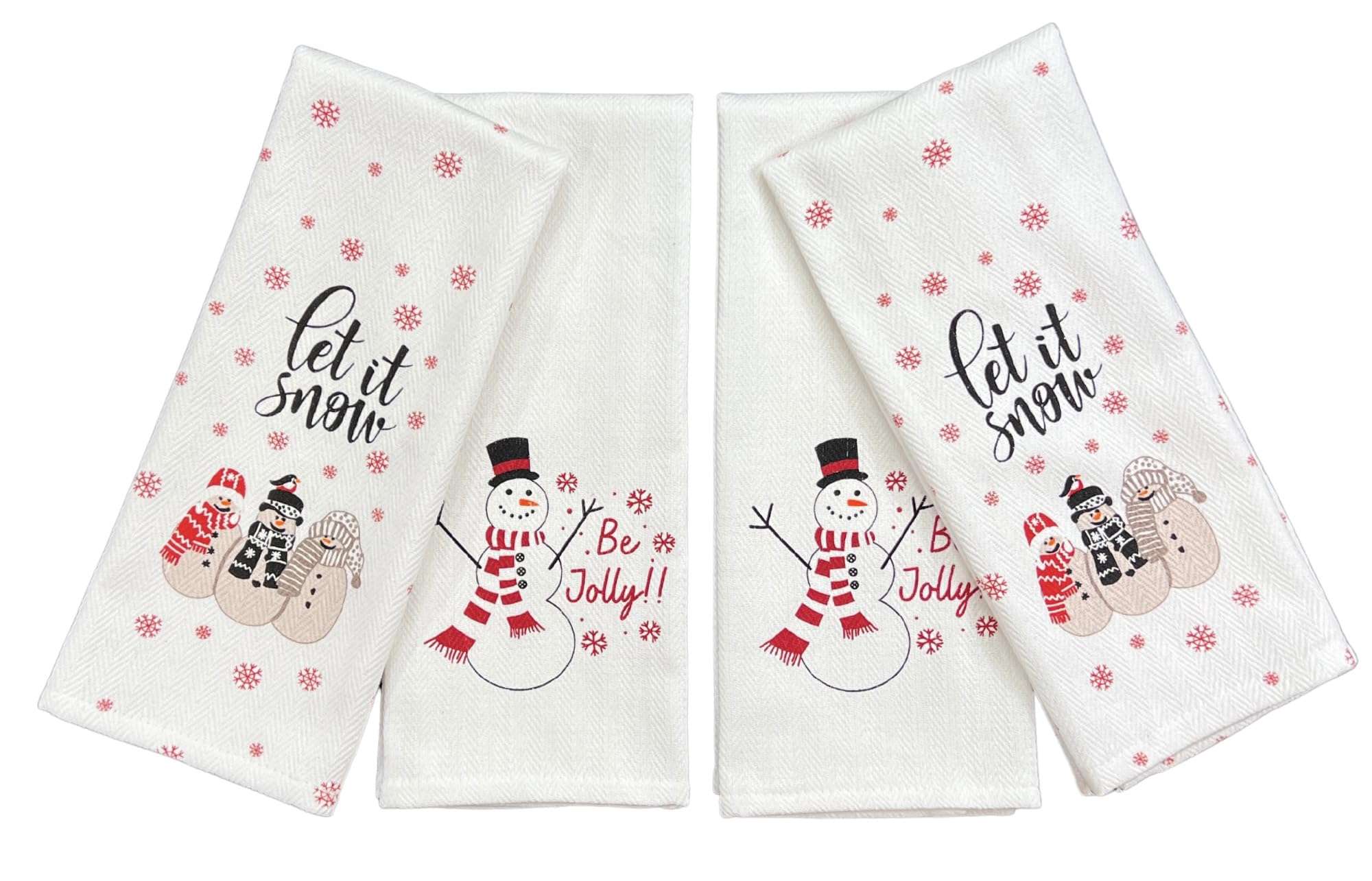 Holiday Seasonal Kitchen Towels: Two Sets of Snowman Friends 4 Pc (Snowman Party) 1