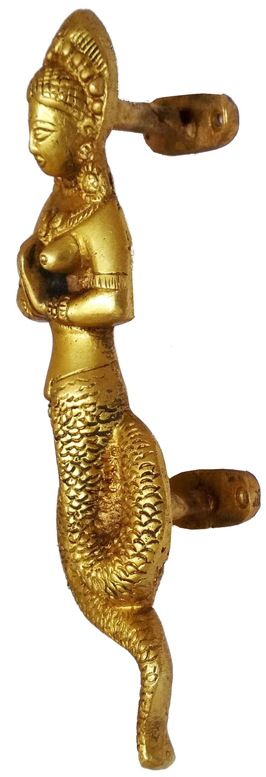Purpledip Brass Door/Window/Cupboard Handle: 'Serpent Goddess' (11603) 4