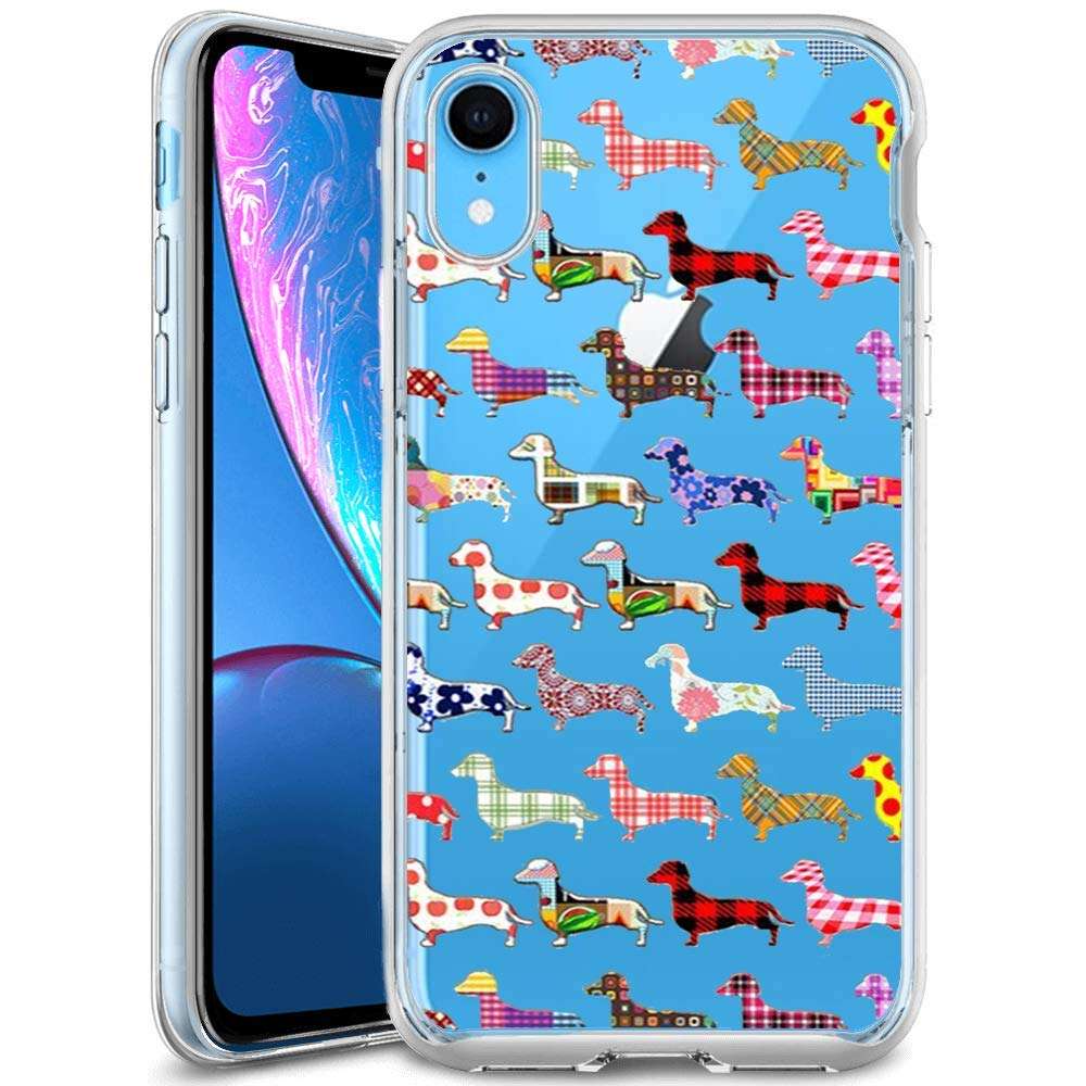 iPhone XR Clear Case, Colorful Dachshund Soft Crystal Ultra-Thin Shock Absorption Protective Case for iPhone XR (Colorful Dachshund) 1
