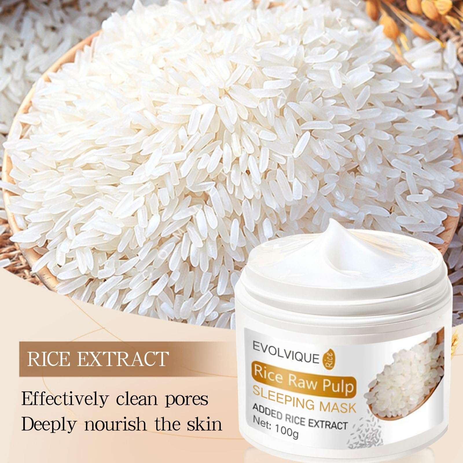 Rice Overnight Face Mask Skincare - Hydrating Face Mask Skin Care - Moisturizing Face Mask for Women Skincare - Night Cream for Face - Night Moisturizer for Face - Sleeping Mask for Women 5