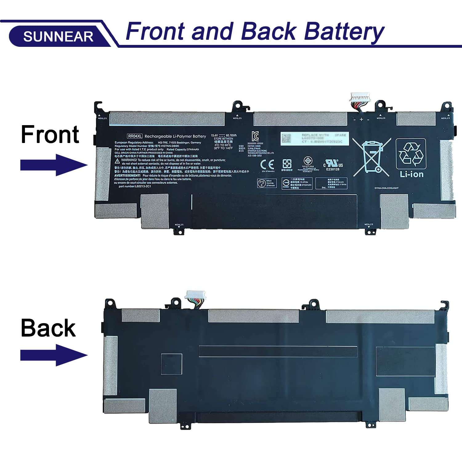 SUNNEAR OM03XL 863280-855 Laptop Battery Replacement for HP EliteBook X360 1030 G2 Series Notebook HSTNN-IB70 HSTNN-IB7O OMO3XL 863167-1B1 863167-171 11.55V 57Wh 4935mAh (Option 1) 3