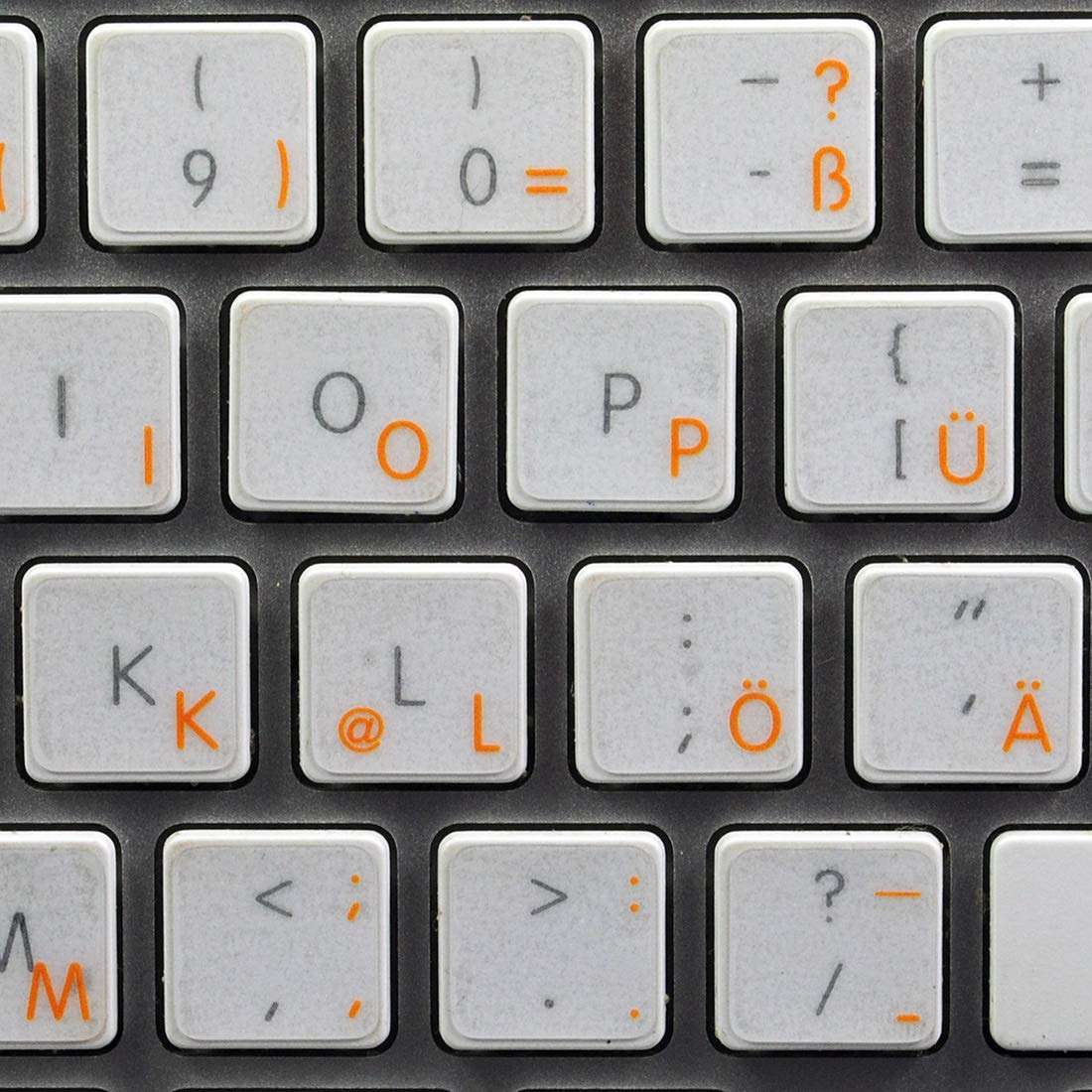 German Decals for Keyboard Work with Apple Orange Lettering Transparent Background for Desktop, Laptop and Notebook 1