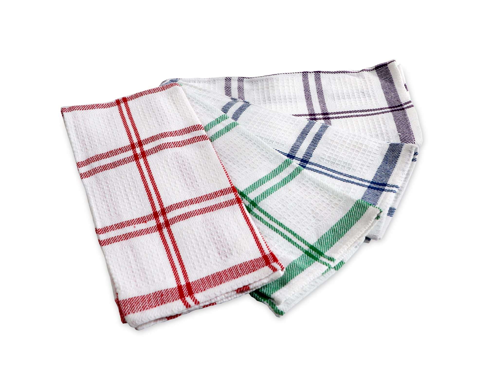 BRODEES Kitchen Towel Pack of 4 Pcs | Big Check Kitchen Towel | Size 40 x 60 cm | Red, Blue, Green & Purple Color 1