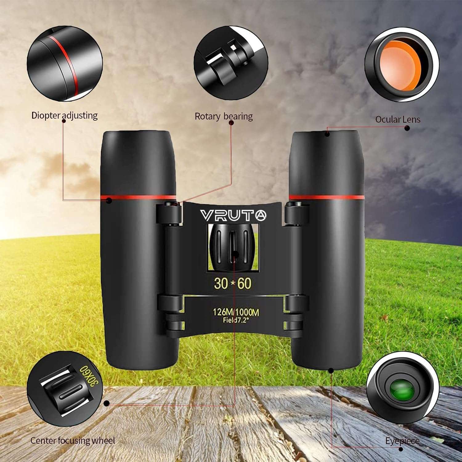 Baboies 30X60 Powerful Roof Prism Binocular Telescope Outdoor with Pouch Adults HD Professional Binoculars for Bird Watching Travel Stargazing Hunting Concerts Sports - Black (TELESCOP 30 * 60) 5