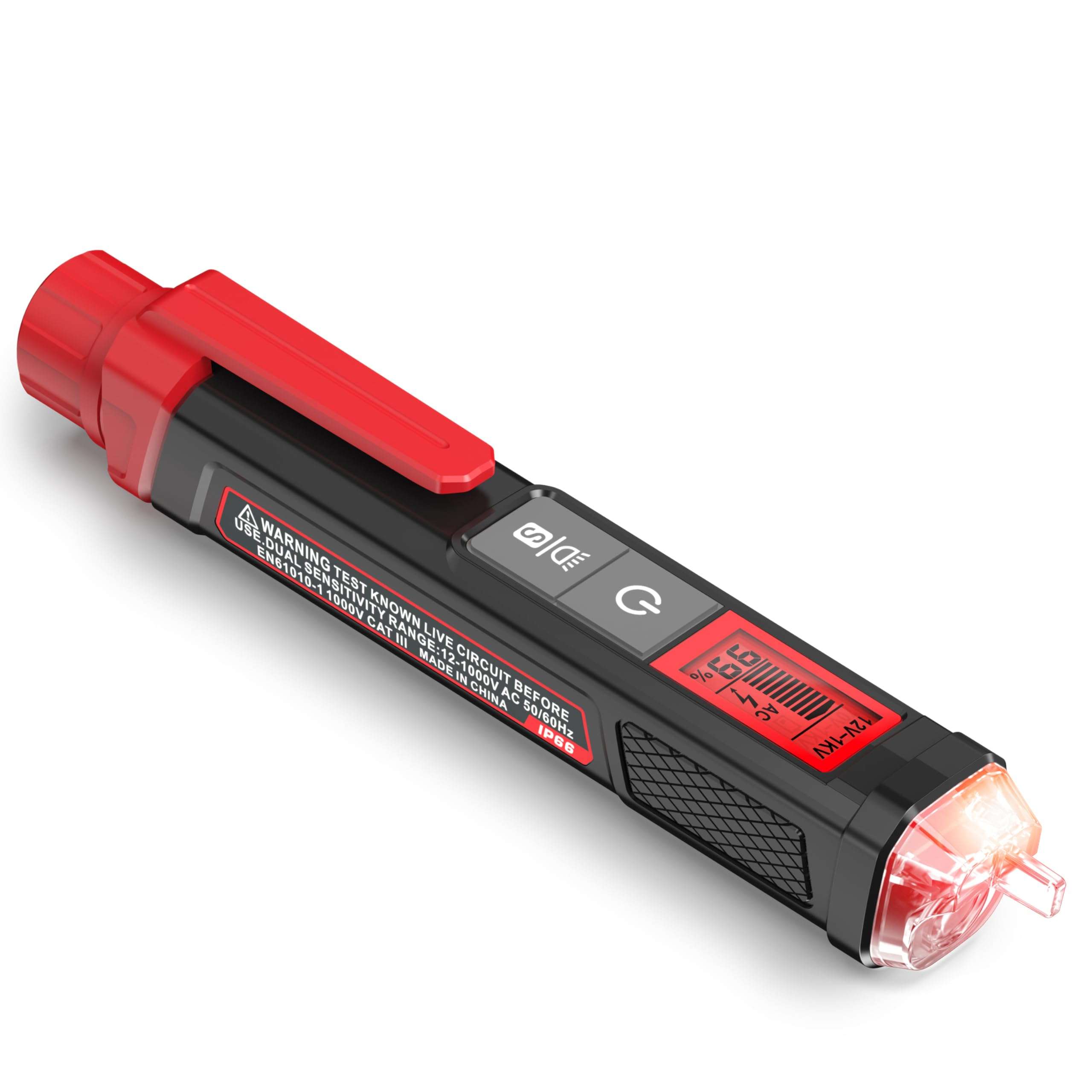 KAIWEETS HT100 Non Contact Voltage Tester AC Electricity Detect Pen 12V-1000V/48V-1000V Dual Range with LCD Display LED Flashlight Buzzer Alarm Wire Breakpoint Finder 1