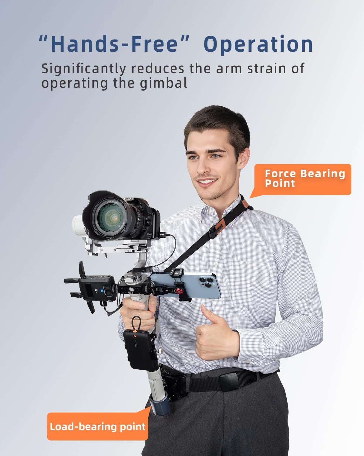 XIXAN Handheld Gimbal Stabilizer Accessories Load Relief Kit with Adjustable Shoulder Strap, Belt, Gimbal Cradle Support, Extension Rod. Hold Gimbal Easier and Longer. Fits DJI RS 4 mini/RS 3 mini 4