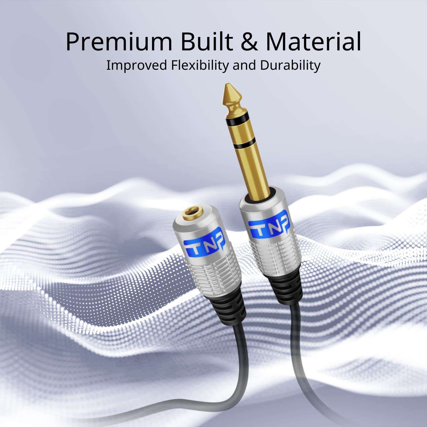 TNP Premium 6.35mm to 3.5mm Headphone Adapter Cable (15FT) - 1/4 Male to 1/8 Female Audio Cable with Gold Plated Connector - TRS Stereo Jack Cord Extension for Guitar, Amplifier, Speaker, Piano 3