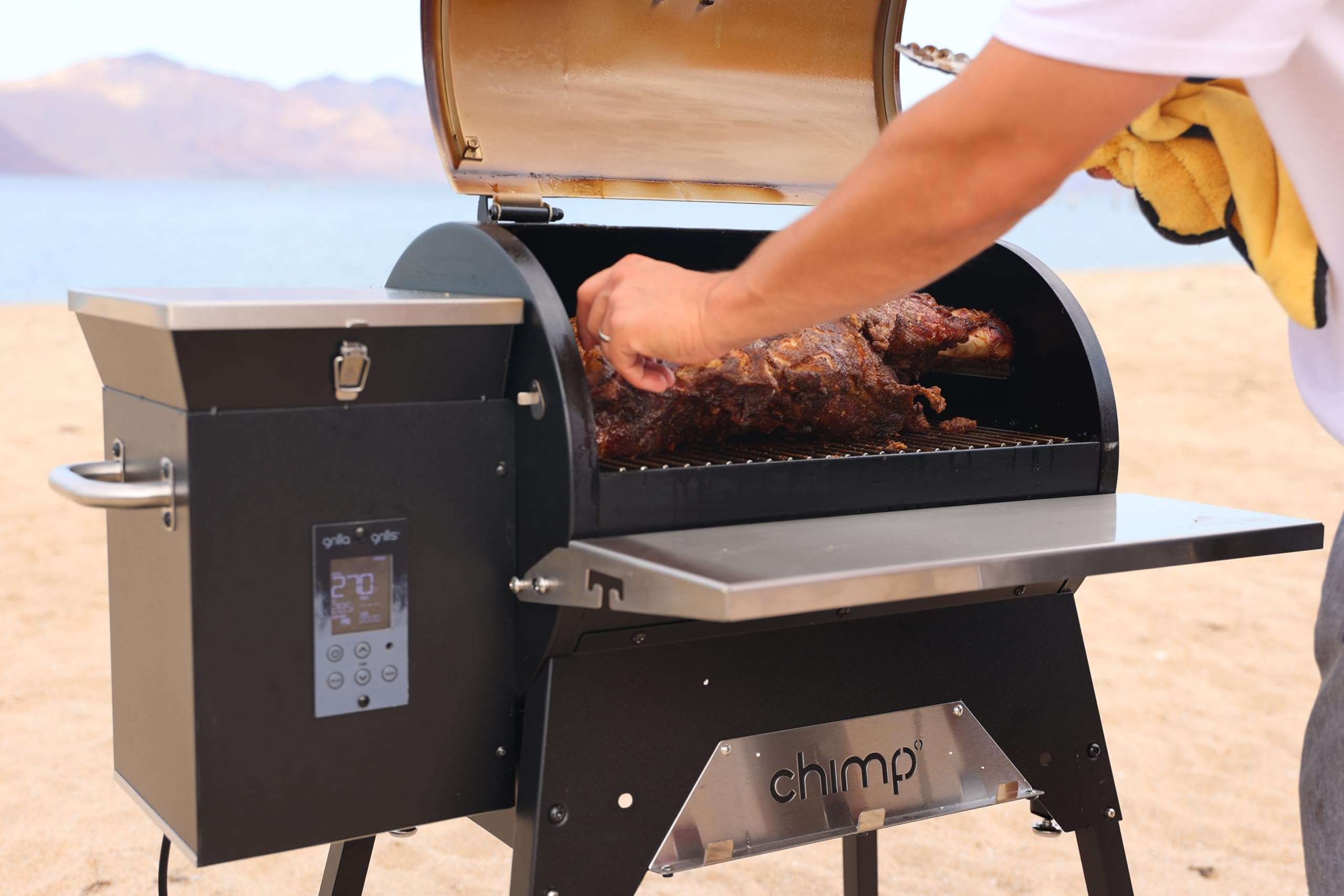 Grilla Grills Chimp Front Shelf with Weather Resistant 304 Stainless Steel Construction, Foldable Design, 8" x21 3/4" Size for Grilling, Grilla Chimp, BBQ 5