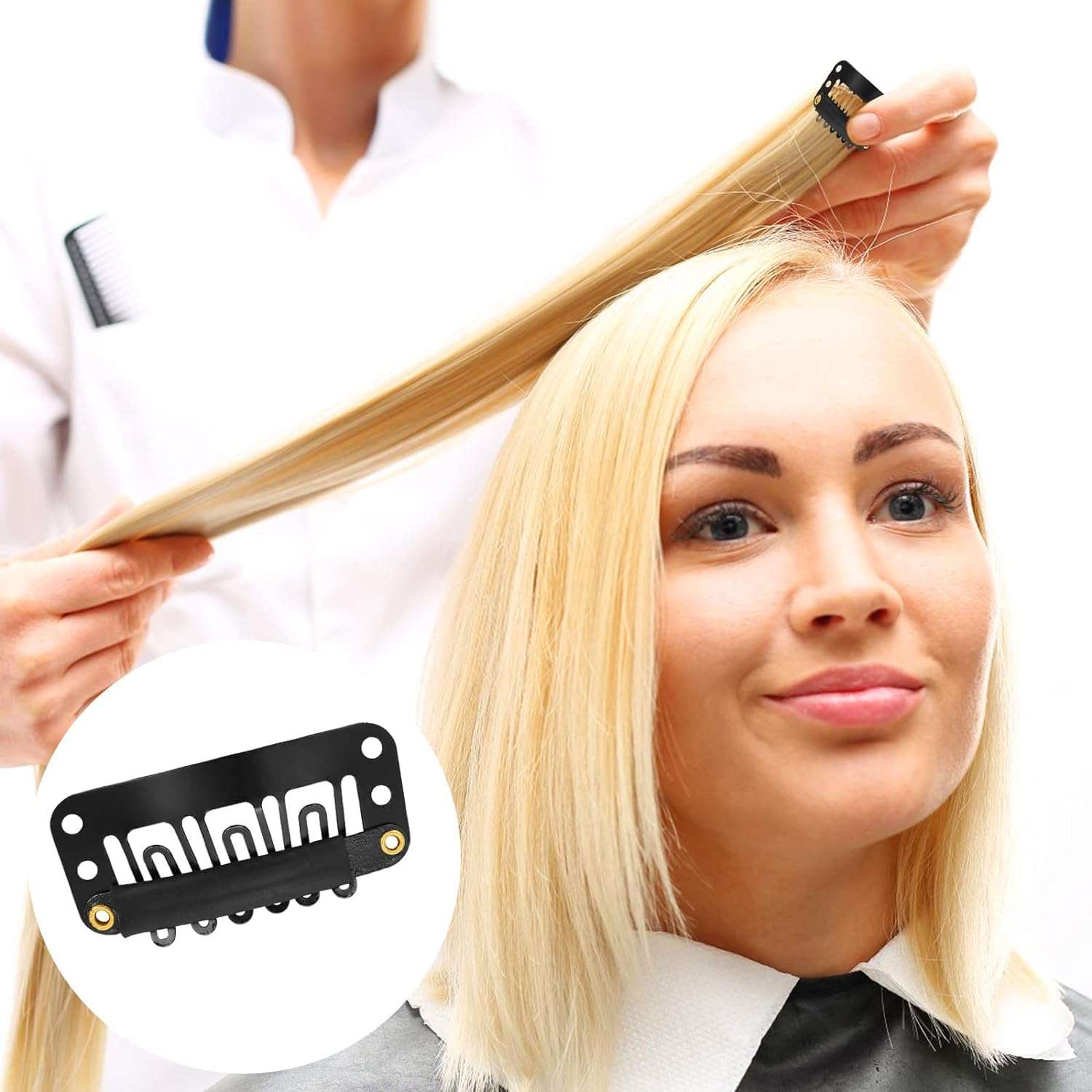 MISS LIRENN® 100PCS Snap Clips for Hair Extensions Weaves U-shape Metallic Wig Clips With Silicon Rubber Small Size Black 5