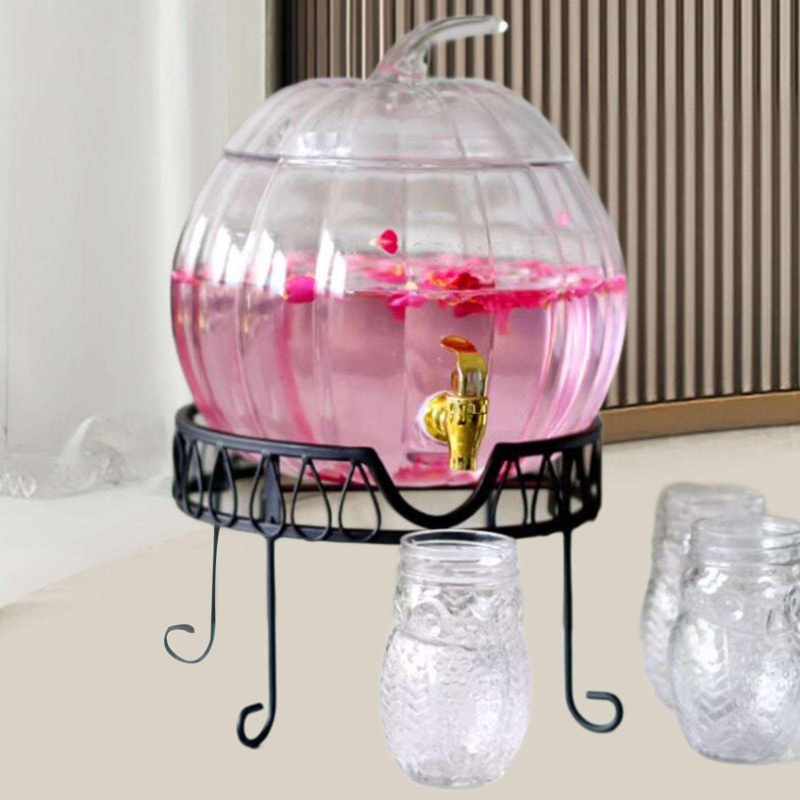 Sleek Metal Beverage Dispenser Stand for Hosting Events 4