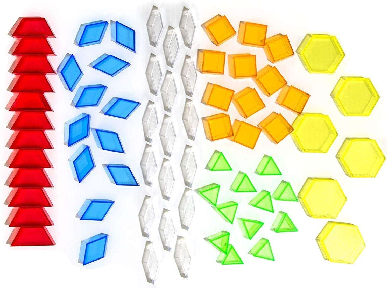 Think Fast Toys | Translucent Geometric Pattern Blocks for Early Education | 72-Piece Set | Assorted Colors | STEM & Home Learning Toys 3