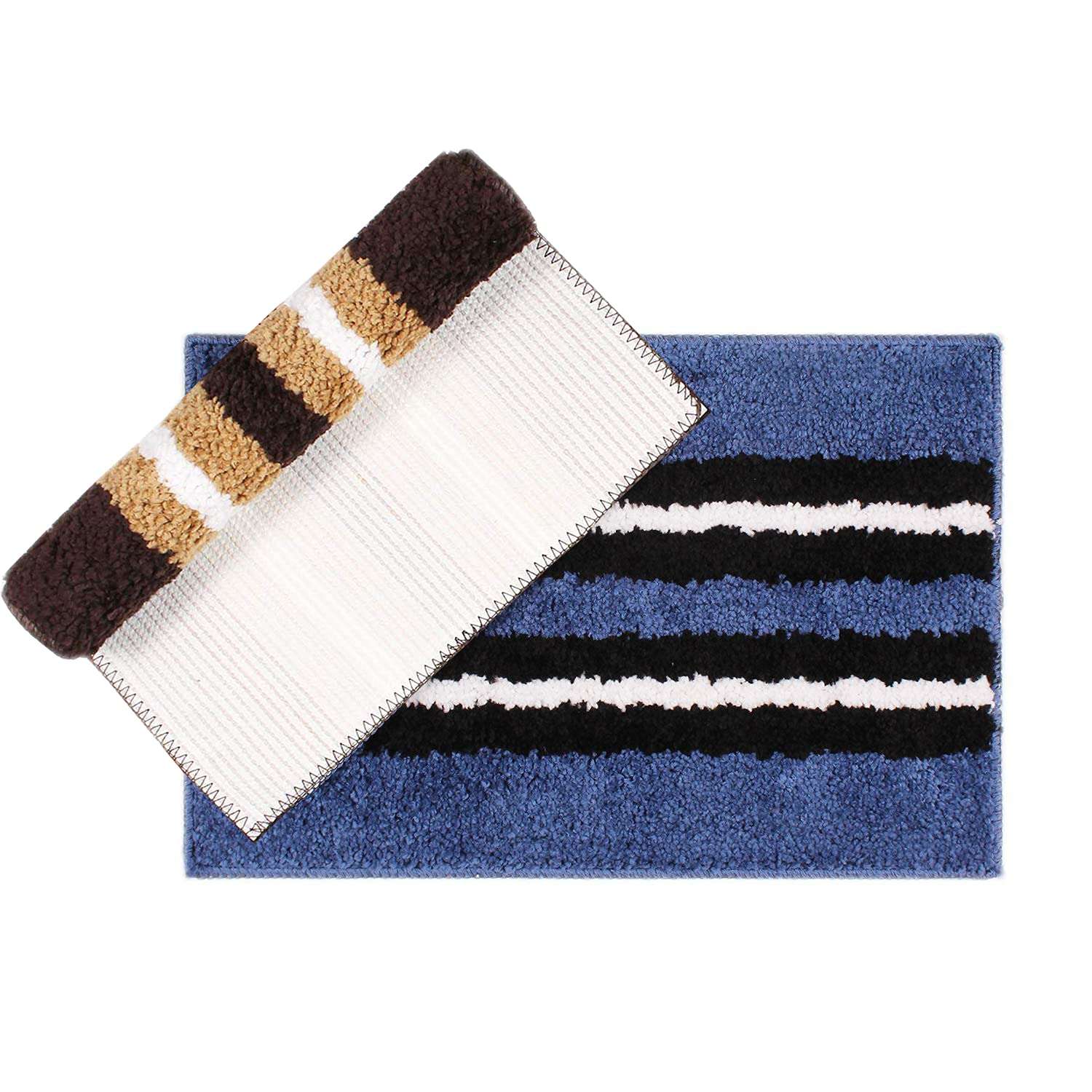 Flooring India Co. Kitchen Mat Super Soft, Anti Slip Stripe Mats (Blue+Chocolate, 38x58 cm + 58x140 cm) Pack of 2 6
