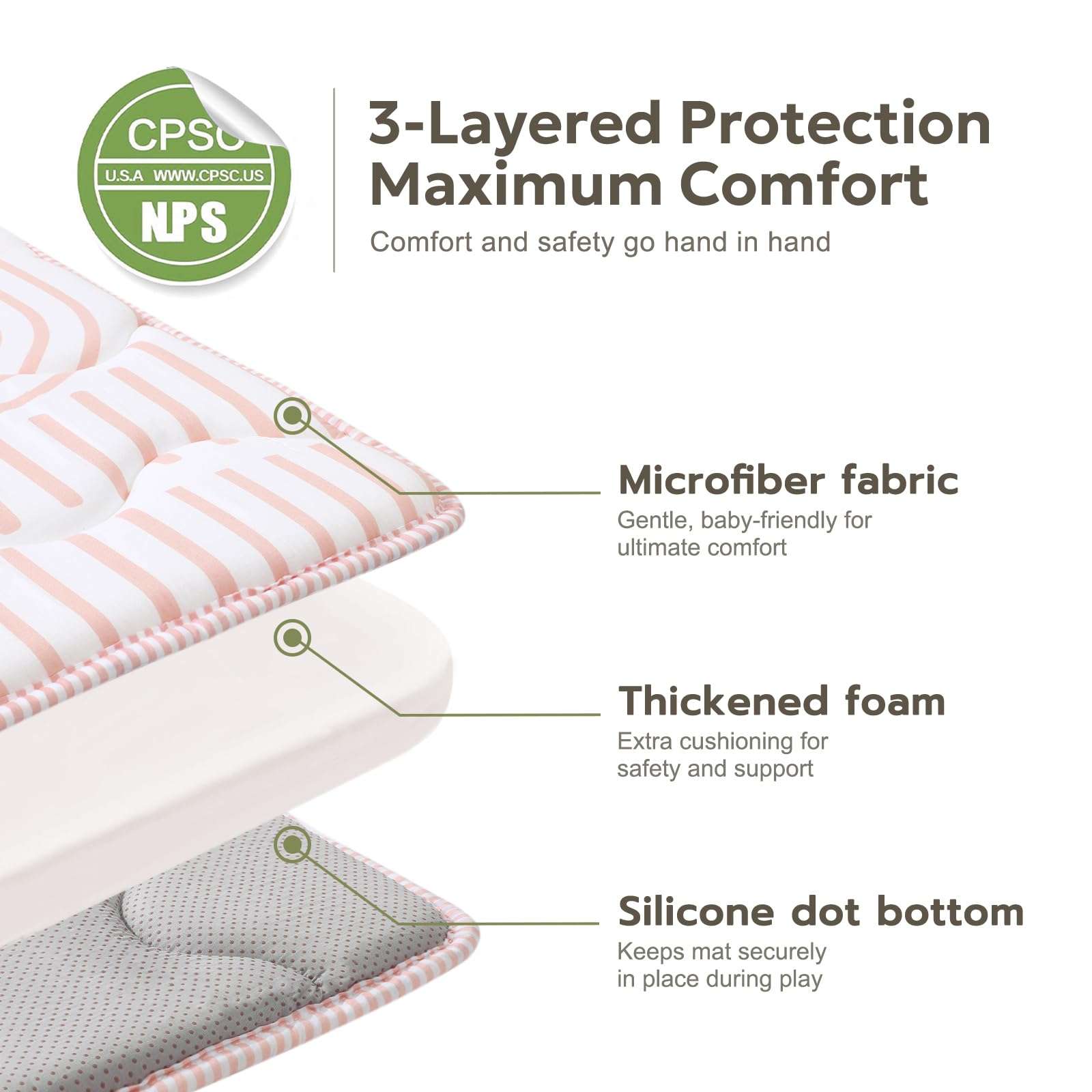 Mallify Baby Play Mat 50"x50", Non-Slip Baby Mat for Floor, Soft Thicker Playpen Mat, Portable Playmat, Crawling Mat for Infants, Babies, Toddlers, Activity Mat, Pink 5