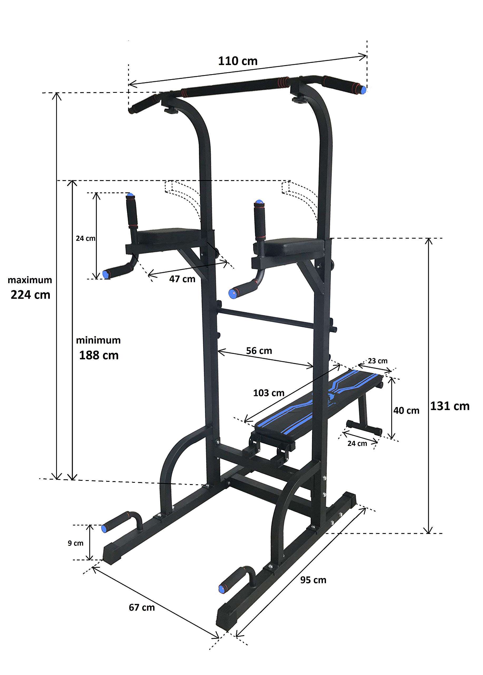 Dolphy Steel Free Standing Pull up Bar, Parallel Bar, Dips Station and Push up Bar- Power Tower 4