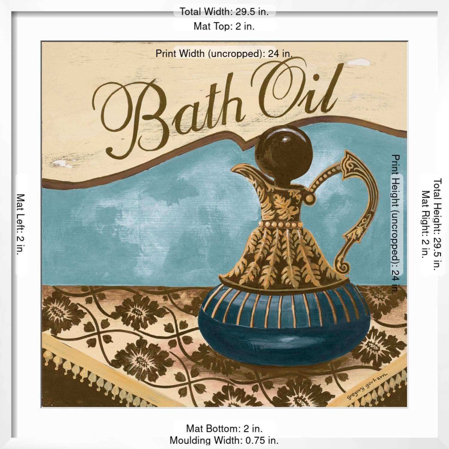 ART.COM Wall Art Print Bath Accessories II - Blue Bath Oil on White Frame by Gregory Gorham, 29" x 29" 6