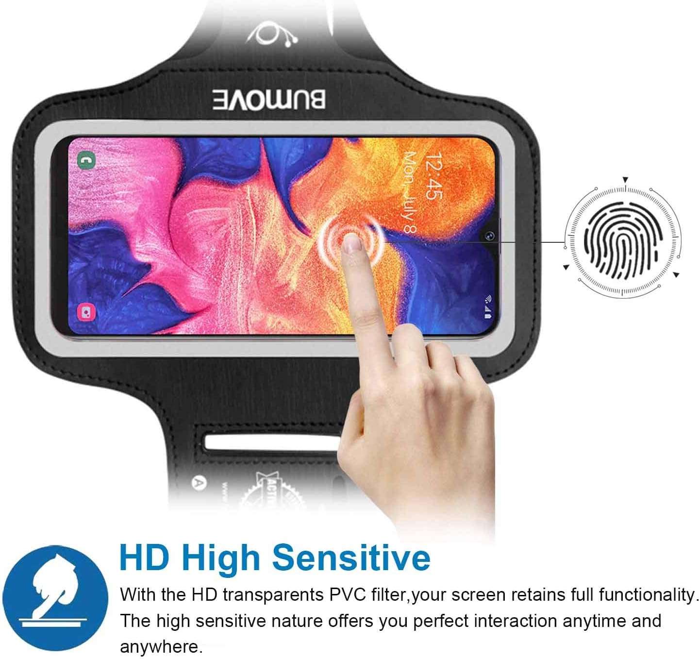 Galaxy A10e/A6 Armband, BUMOVE Gym Running Workouts Sports Cell Phone Arm Band for Samsung Galaxy A10e/A6 with Key/Card Holder (Black) 4