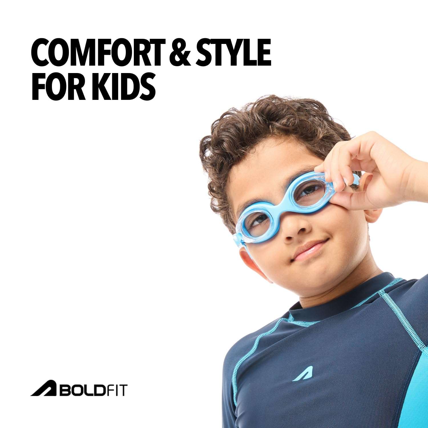 Boldfit Swimming Goggles for Kids, Boys With Adjustable Strap Goggles for Swimming, Swimming Goggles for Girls Air Tight Swim Goggles for Kids, Swim Goggles - Blue 3