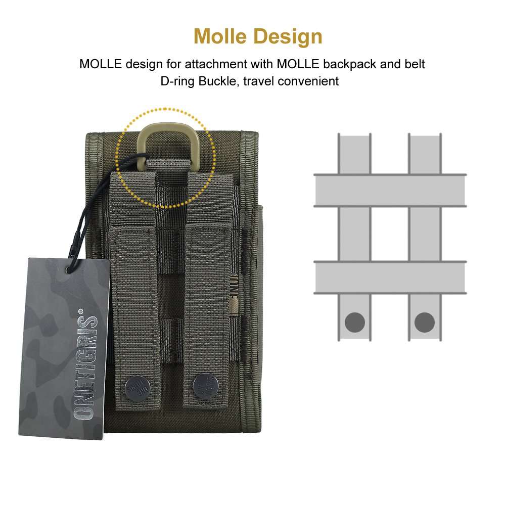 OneTigris Phone Pouch, Tactical Cell Holster with MOLLE Strap, for iPhone 17 Pro Max/Air/17 Pro/17/16 Pro Max/15 Pro Max/14 Pro Max/13 Pro Max, for Galaxy S25 Ultra 4