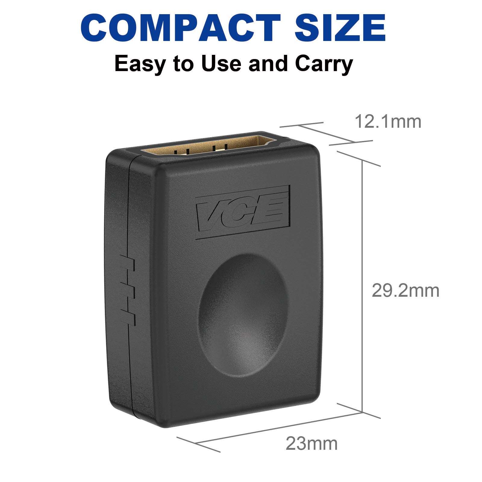 VCE HDMI Coupler Female to Female HDMI Adapter Gold Plated High Speed Double Female Connector Support 3D 4K 1080P Extender 5