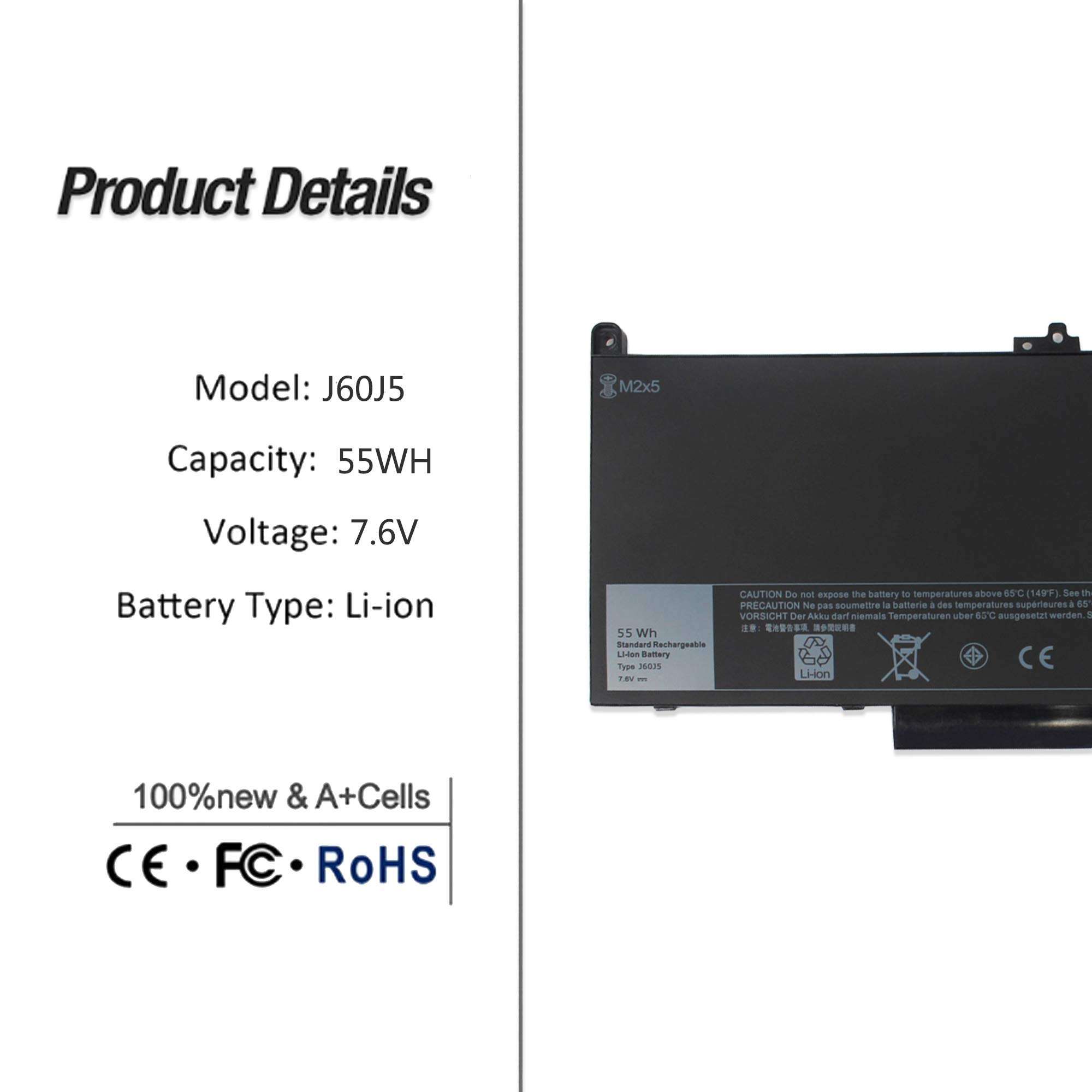 J60J5 E7470 E7270 Battery Compatible with Dell Latitude E7470 E7270 7470 7270 Laptop 0MC34Y MC34Y R1V85 242WD GG4FM WYWJ2 1W2Y2 451-BBSX 451-BBSY 451-BBSU P26S001 P61G001 2