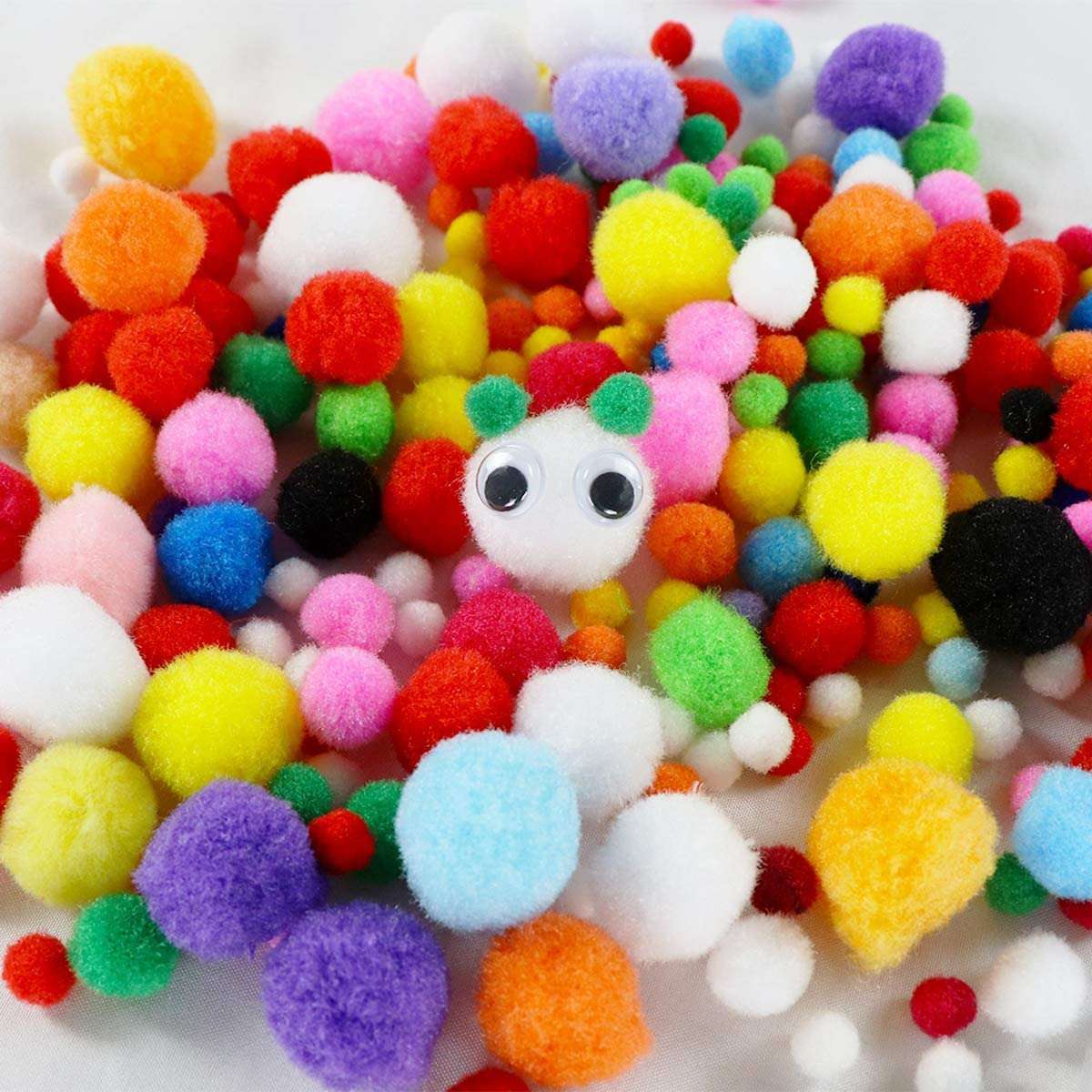 450 Pcs Pipe Cleaners, Which Includes 100Pcs Pipe Cleaners Craft,150Pcs Googly Eyes Self Adhesive and 200Pcs Pompoms for Arts and Crafts for Kids Ages 8-12 6