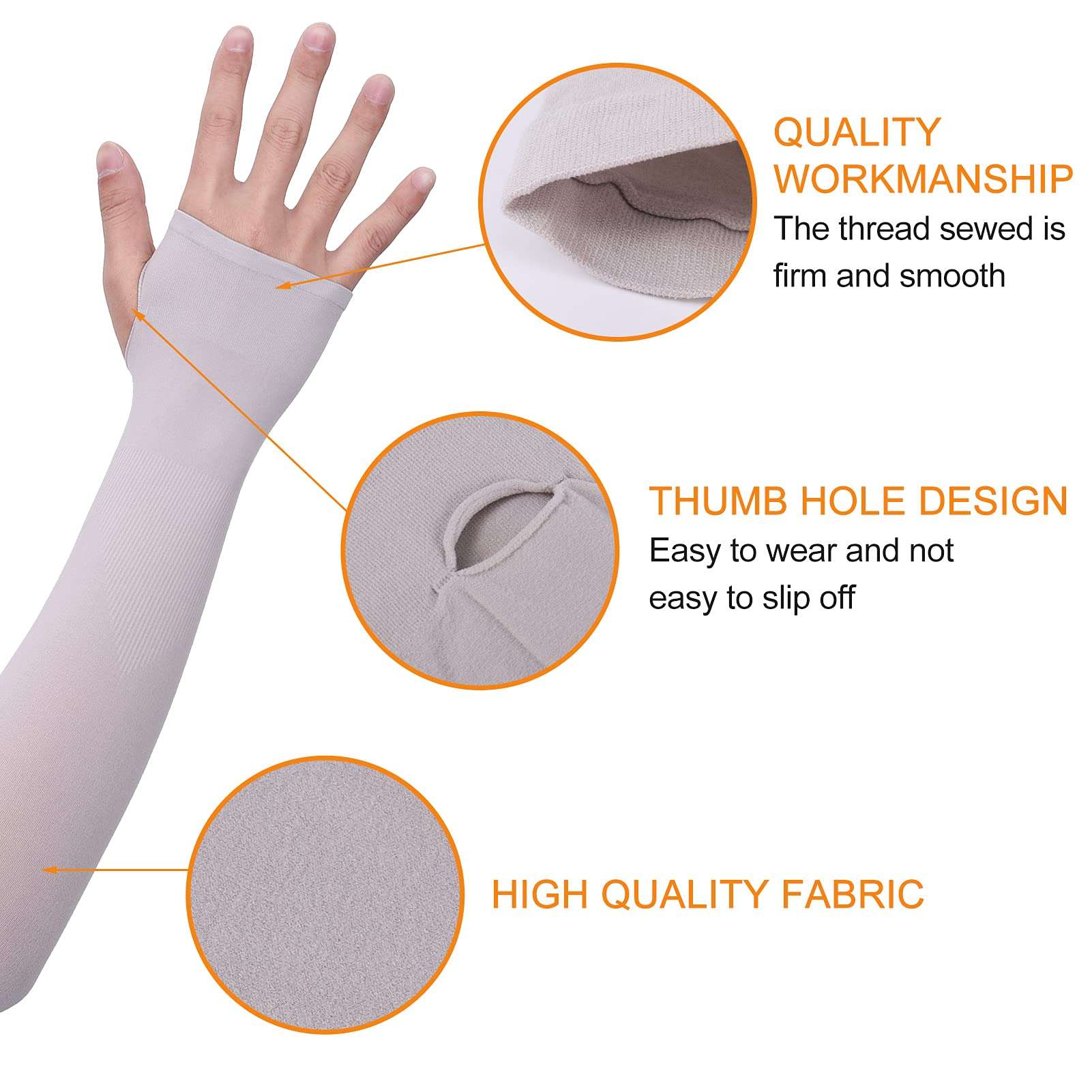 CREPUSCOLO 3 Pairs UV Sun Protection Arm Sleeves- Ice Silk Cooling Sleeves with Thumb Hole Comfortable Long Sleeves Cover Compression Tattoo Cover Sleeves for Men Women Outdoor Sports Cycling Hiking 4