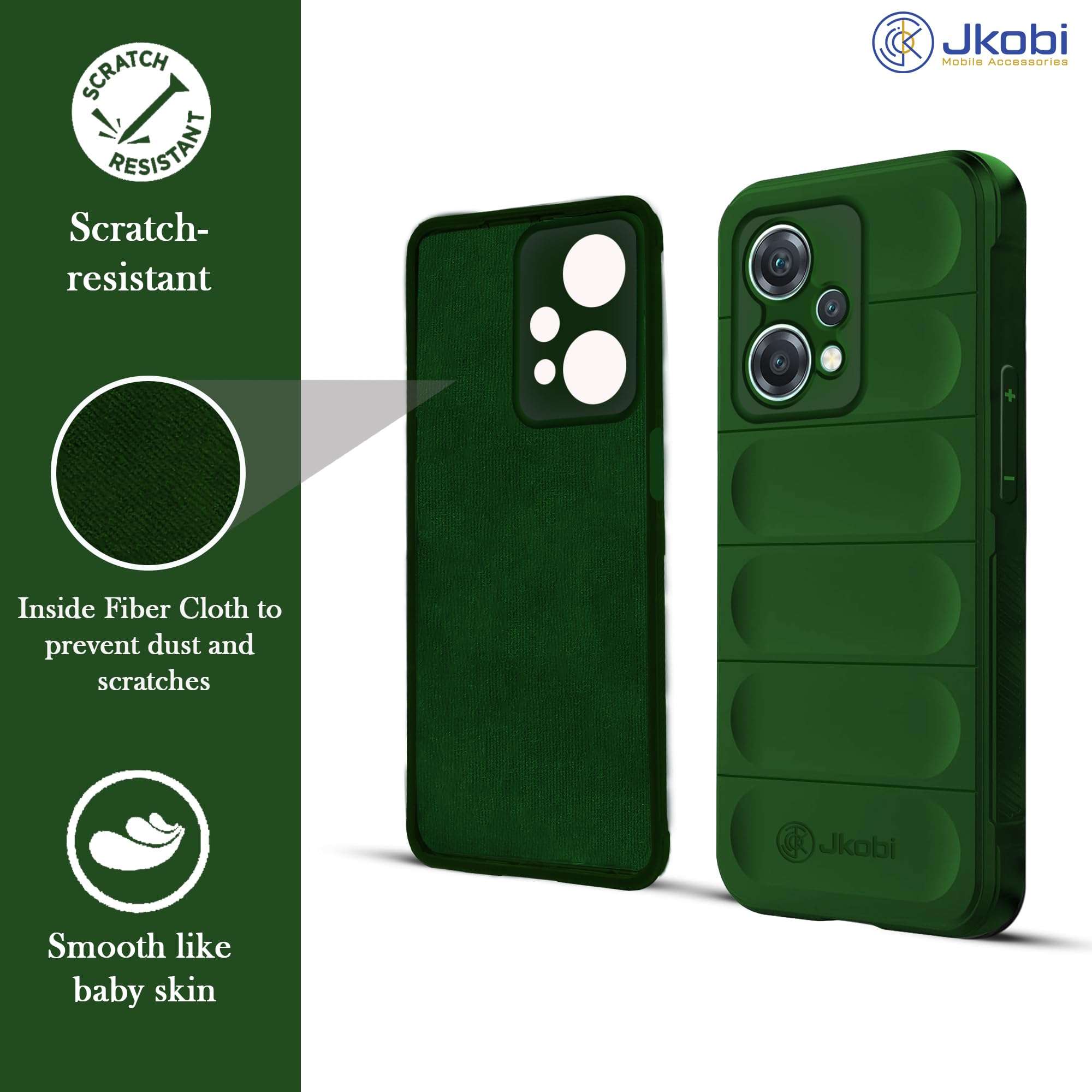 Jkobi Back Cover Case for OnePlus Nord CE 2 Lite 5G (Matte Liquid Silicon | Camera Protection | Shockproof | Green) 3