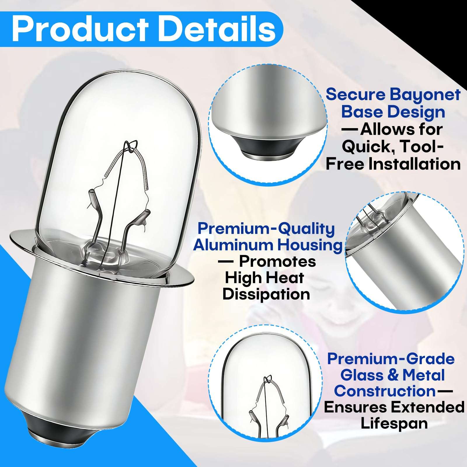 4 Packs XPR18 18v 0.6A Xenon Flashlight Bulb Compatible with Dewalt DW9083, DW908, DW919 and DC509 Flashlights, Flashlight Replacement Part, Durable 5